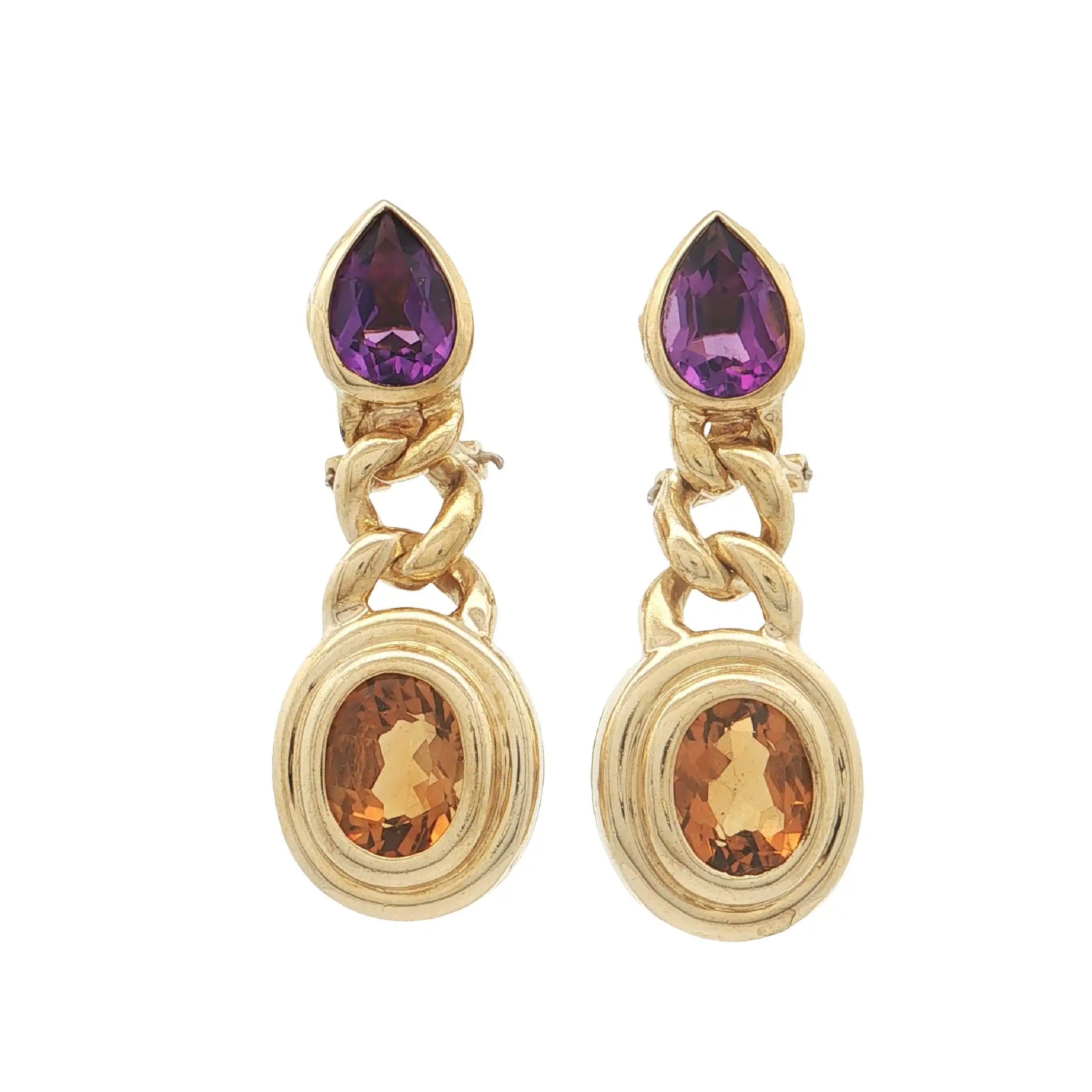 Ohrhänger Gelbgold mit Citrin und Amethyst Ohrhänger Gelbgold mit Citrin und Amethyst