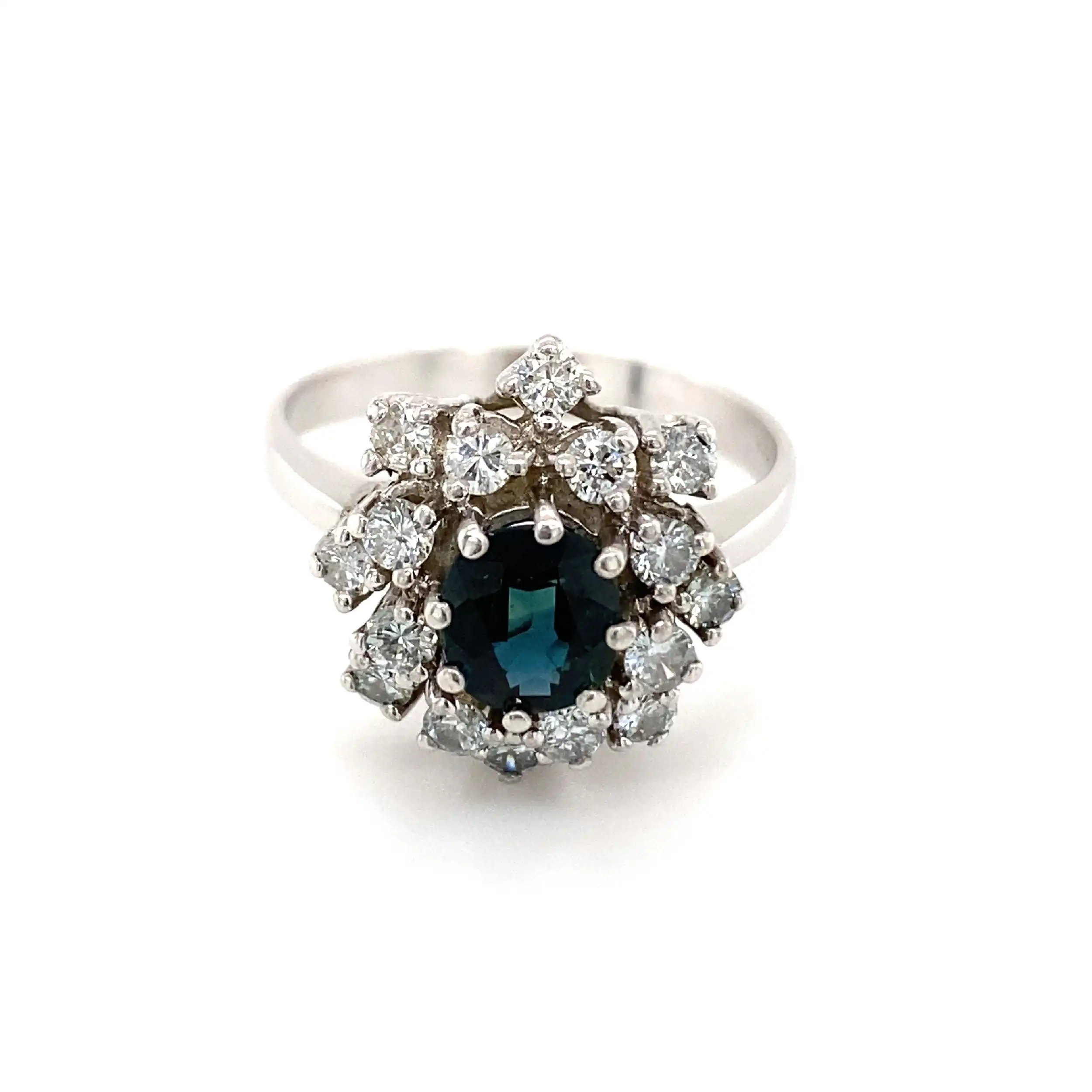 Ring Weißgold mit synthetischer Saphir & Brillanten
