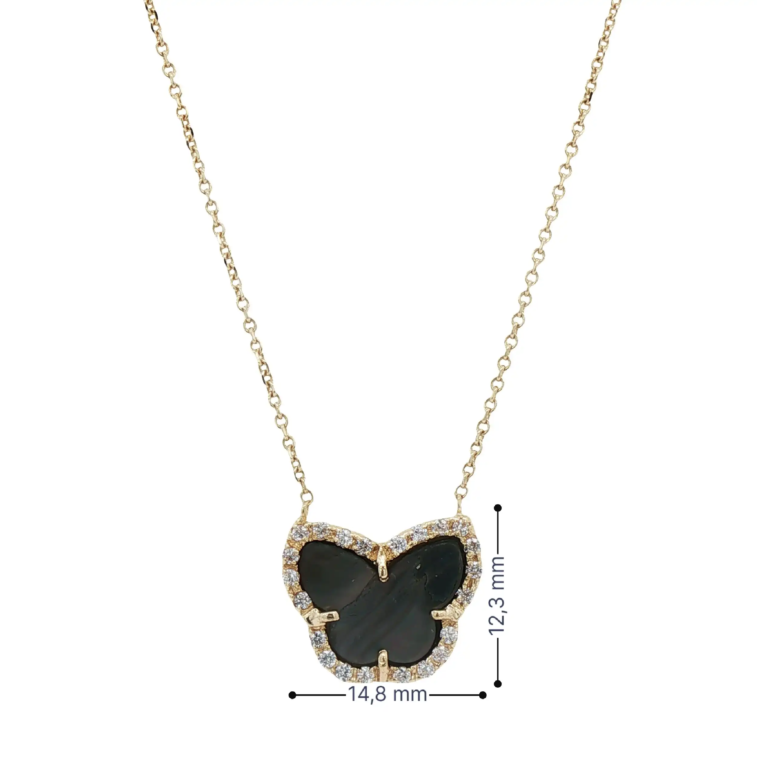 Kette Gelbgold mit Schmetterling Anhänger und Zirkonia Kette Gelbgold mit Schmetterling Anhänger und Zirkonia