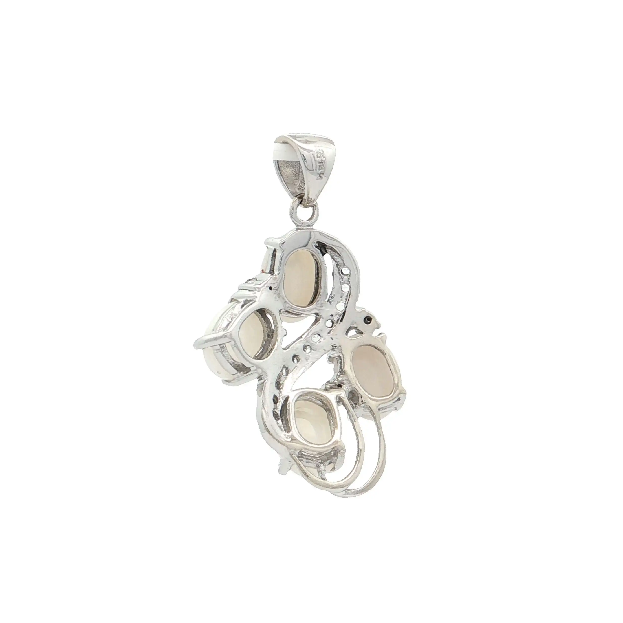 Anhänger Weißgold mit Opal und weißem Topas Anhänger Weißgold mit Opal und weißem Topas