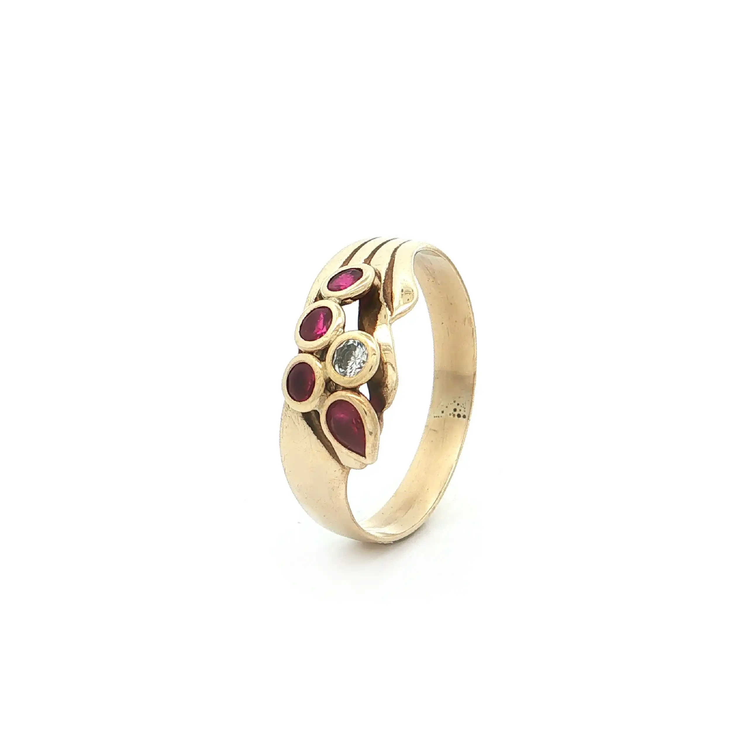 Ring Gelbgold mit roten und weißen Zirkonia