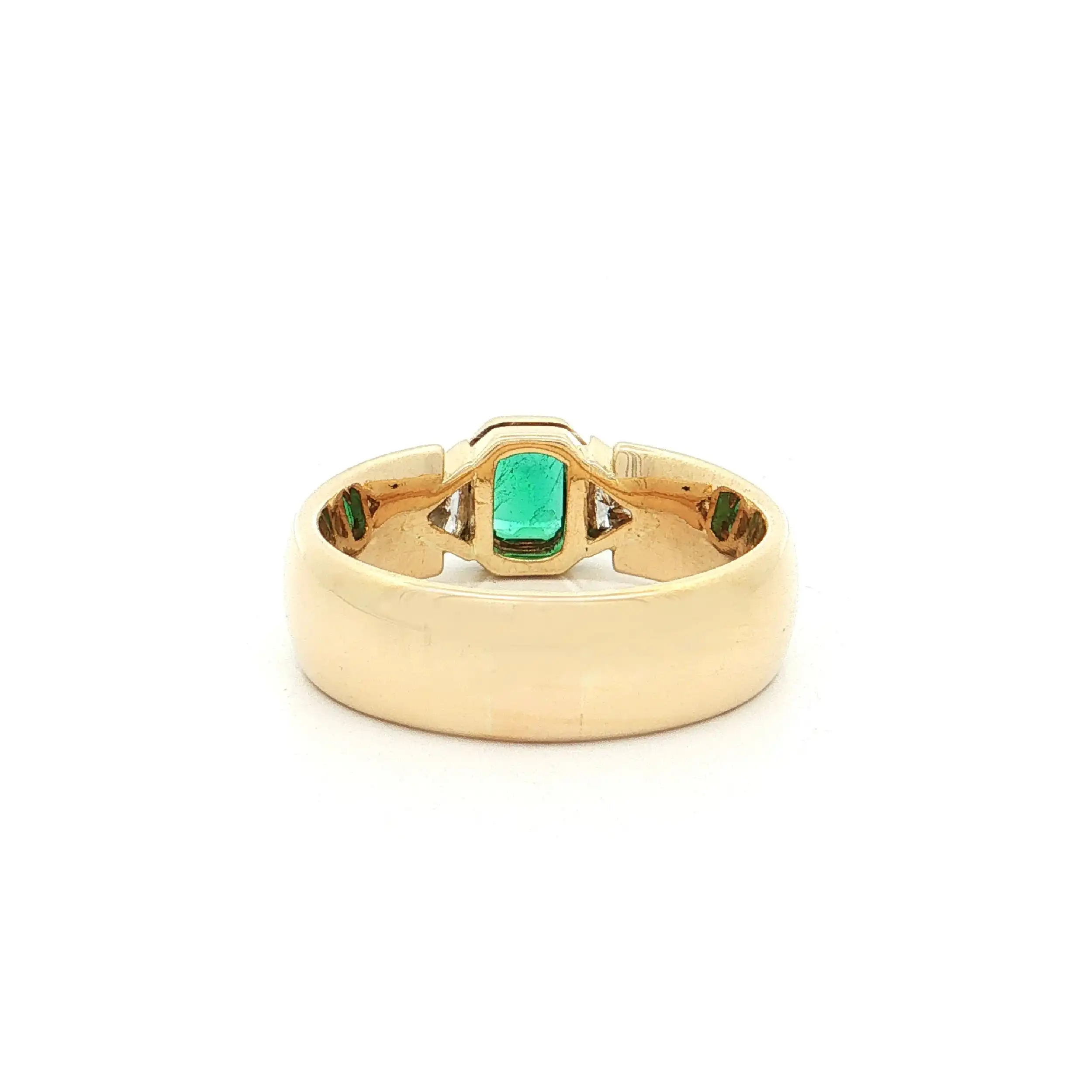 Ring Gelbgold mit Smaragd und Triangel Diamant