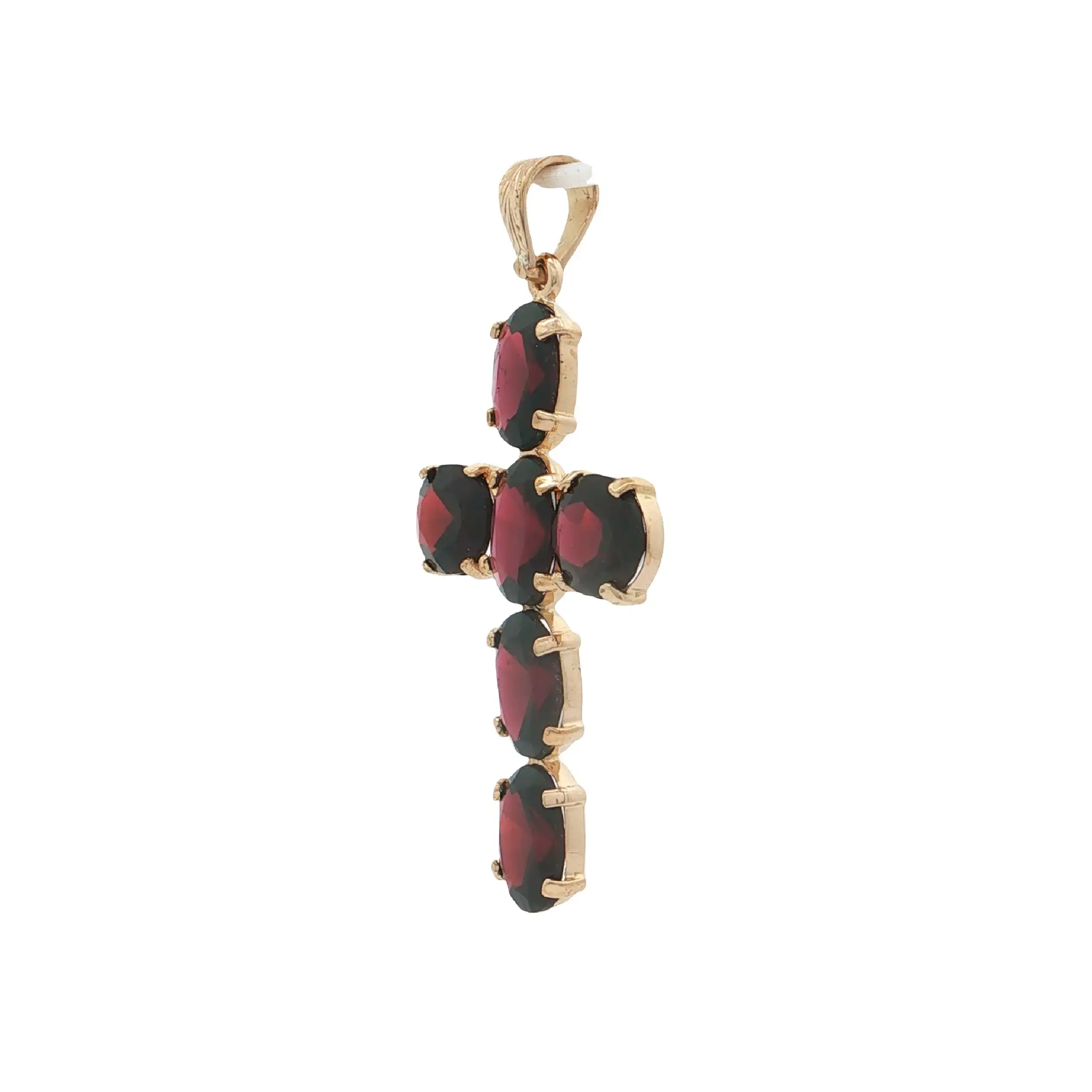 Kreuzanhänger Gelbgold mit Granat