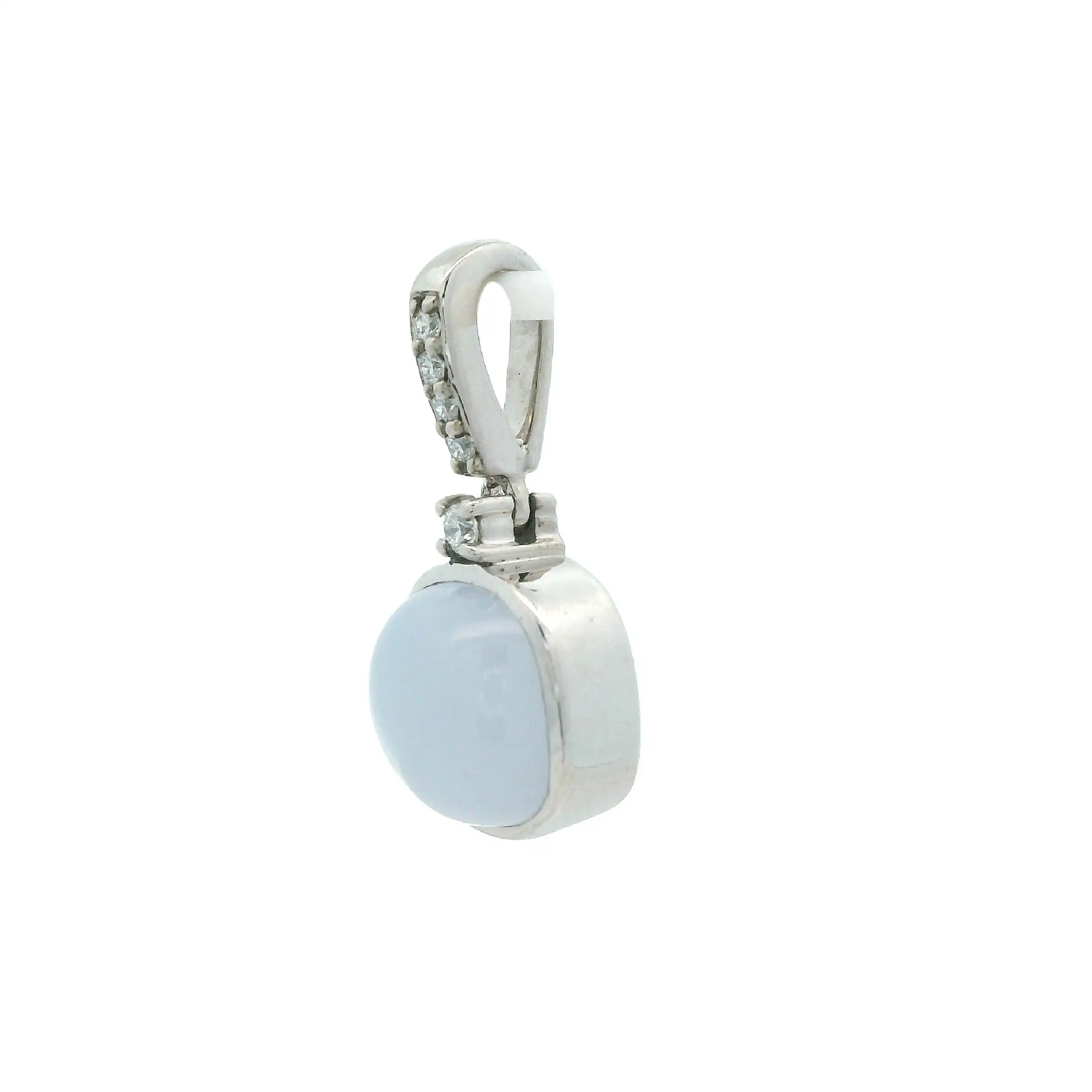 Anhänger Weißgold mit Brillanten und Chalcedon Cabochon