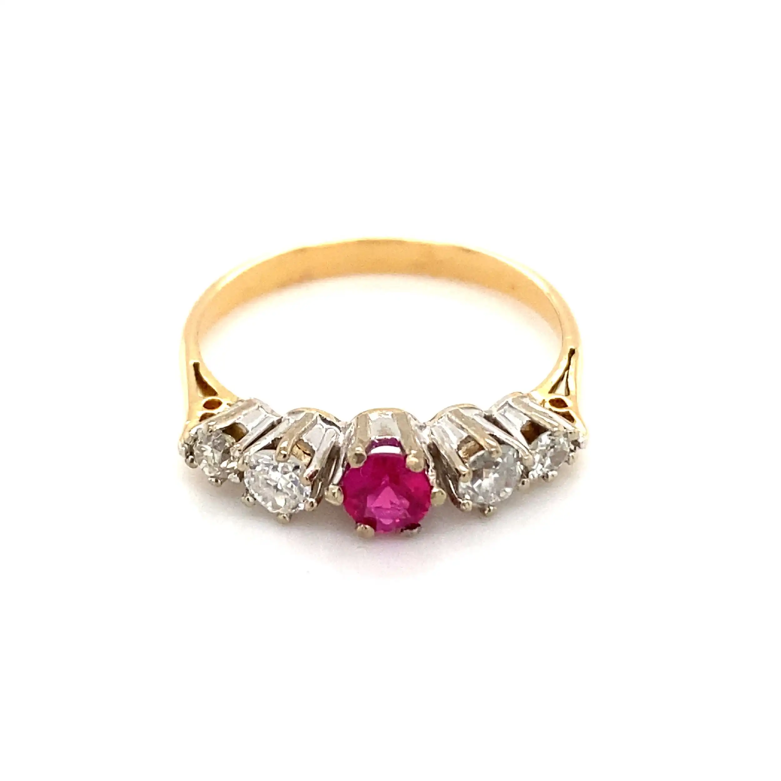 Ring Bicolor mit Rubin & Brillanten
