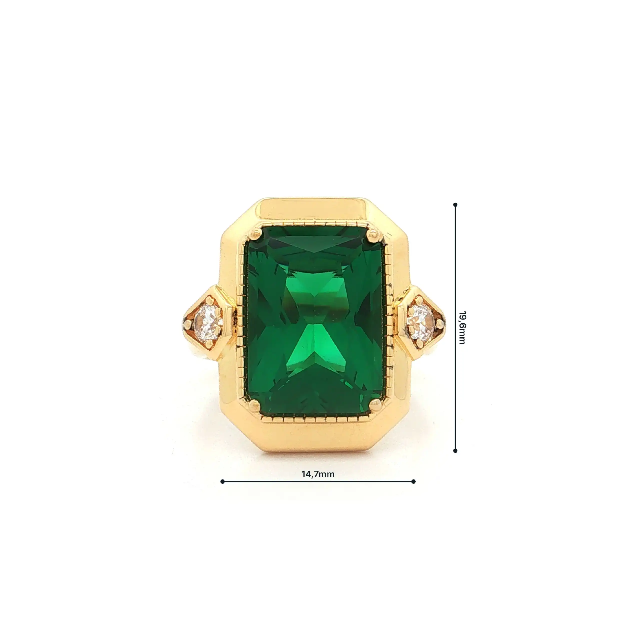 Ring Silber vergoldet mit grünem Farbstein und Zirkonia "Thomas Sabo" Ring Silber vergoldet mit grünem Farbstein und Zirkonia "Thomas Sabo"