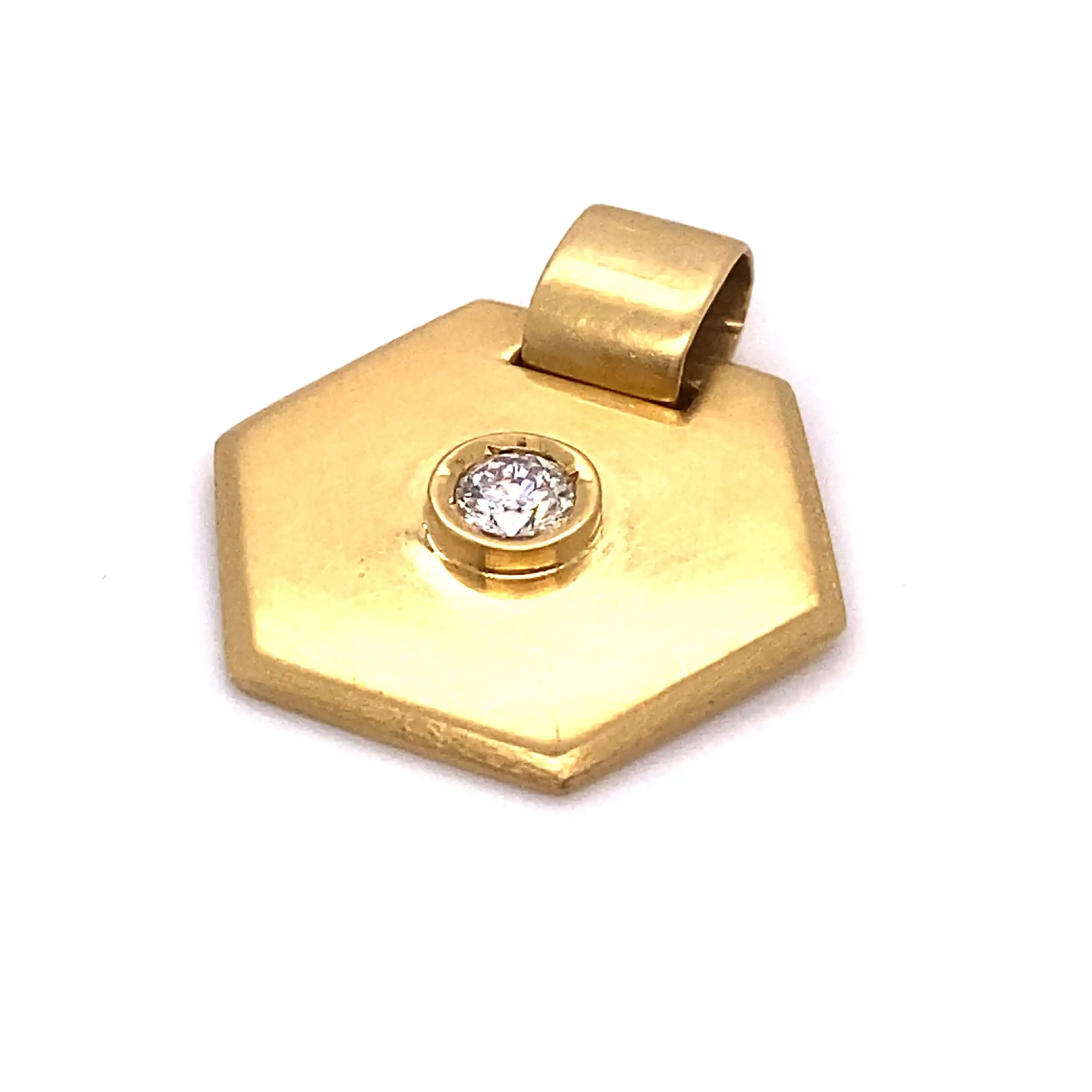 Anhänger Weißgold Hexagon mit Brillant Anhänger Weißgold Hexagon mit Brillant