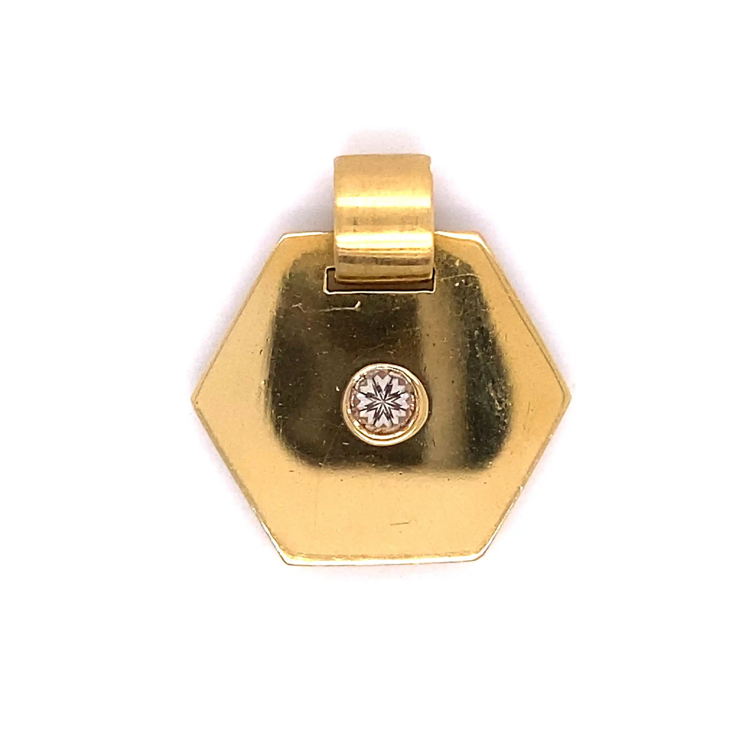 Anhänger Weißgold Hexagon mit Brillant Anhänger Weißgold Hexagon mit Brillant