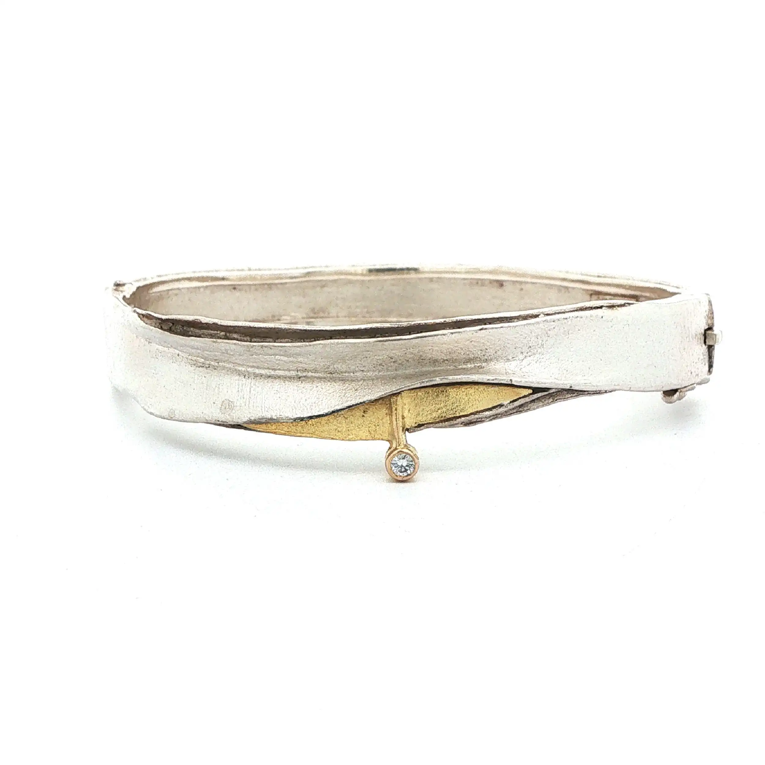 Armreif Silber mit Goldelement & Brillant Armreif Silber mit Goldelement & Brillant