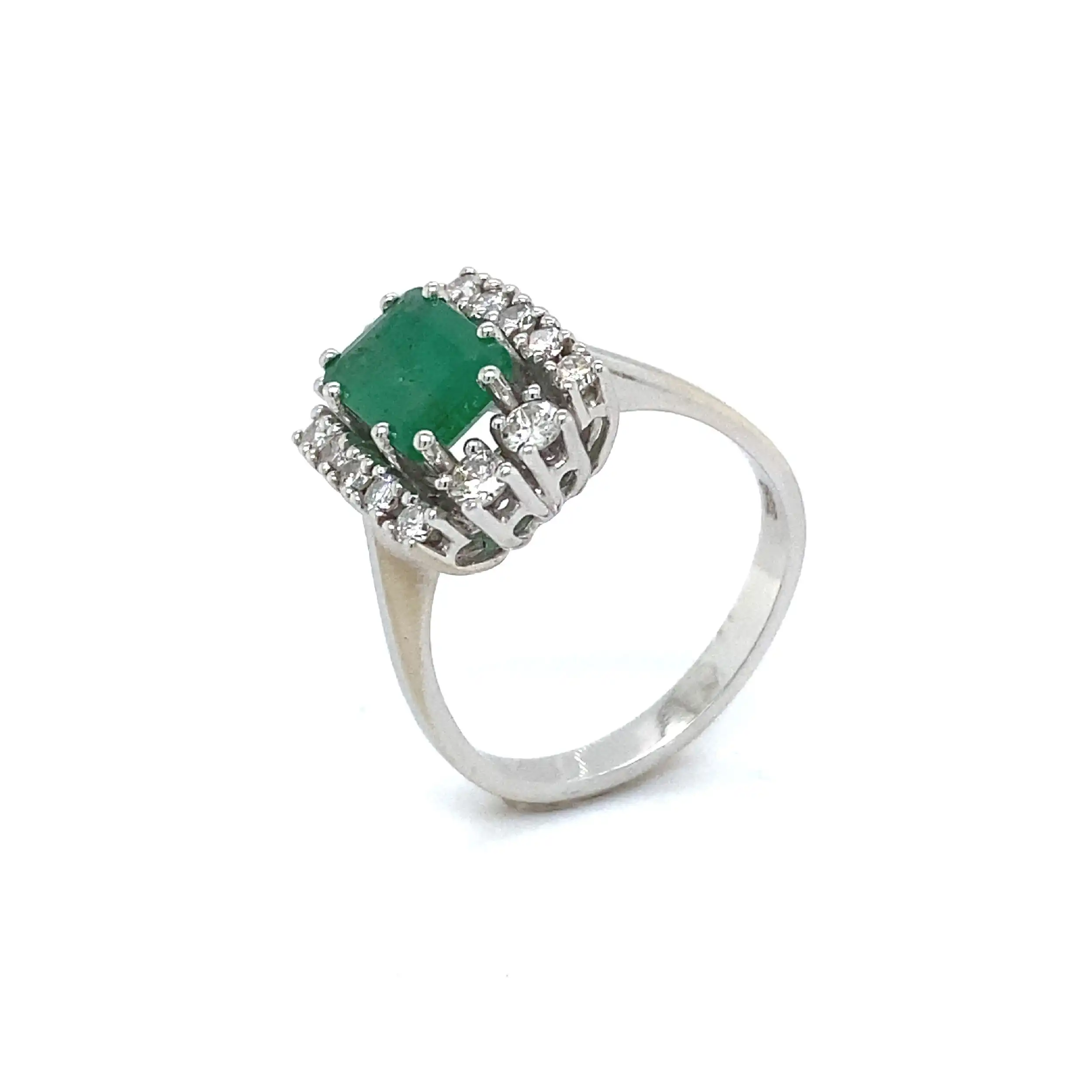 Ring Weißgold mit Smaragd und Brillanten Ring Weißgold mit Smaragd und Brillanten