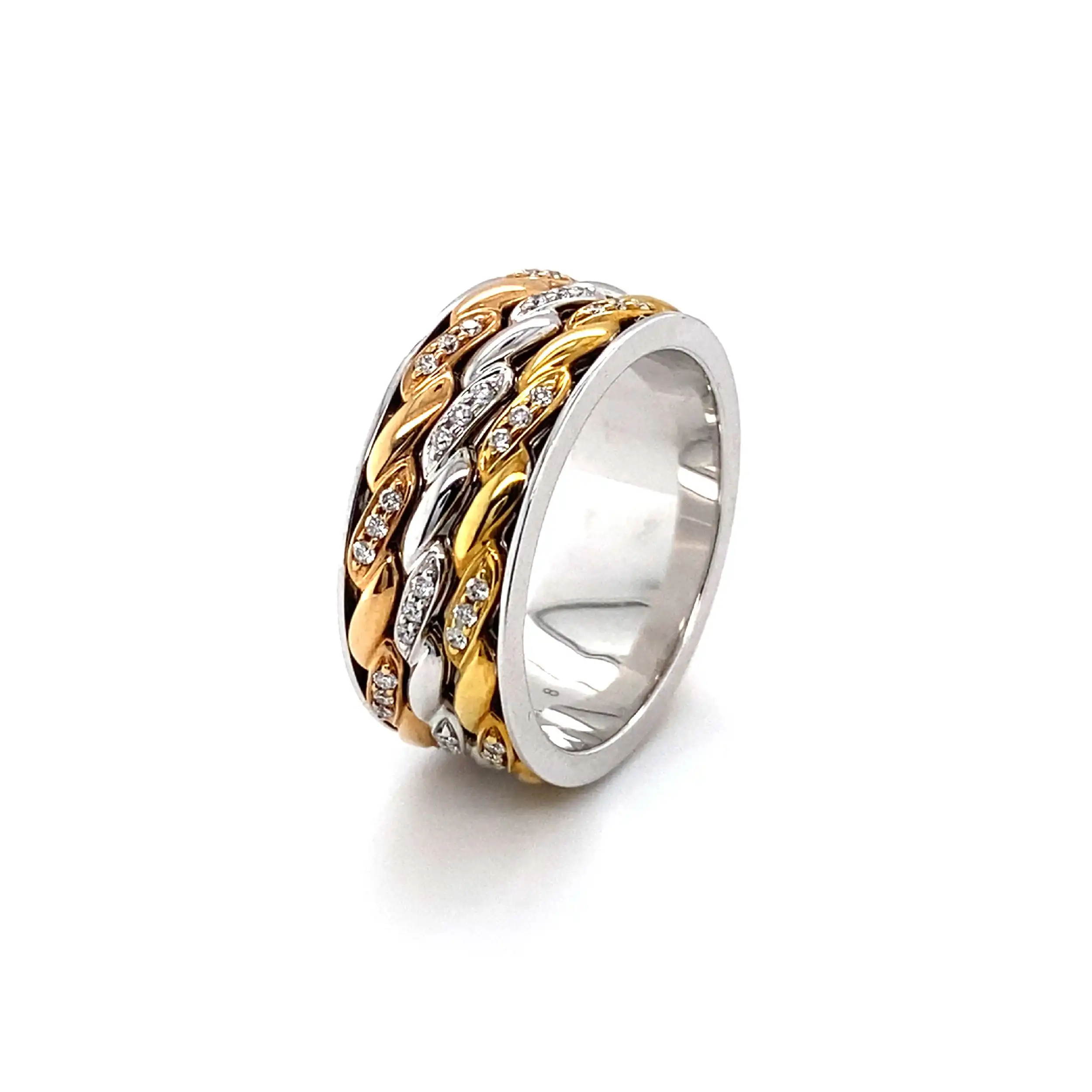 Rollring tricolor mit Brillanten