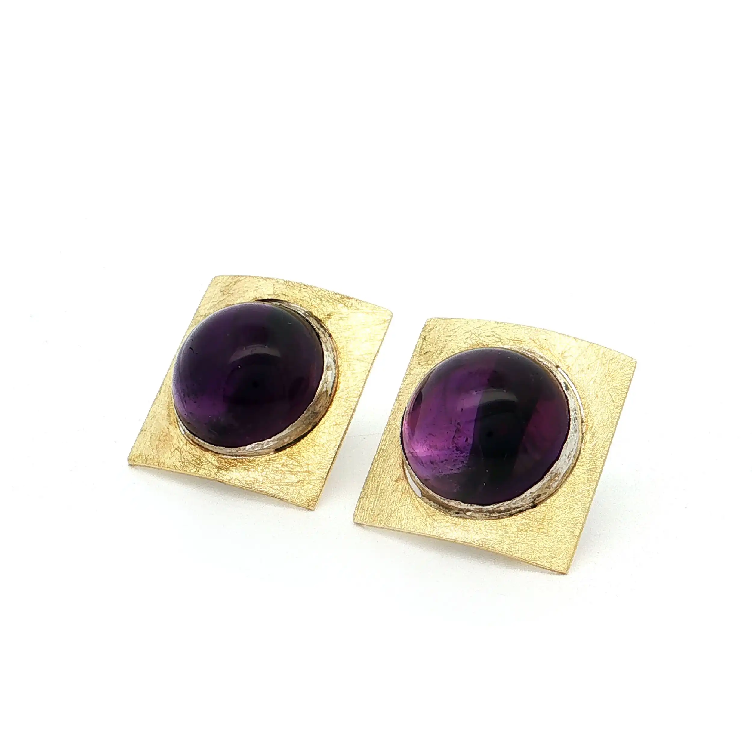 Ohrstecker Geldgold/ Silber mit Amethyst