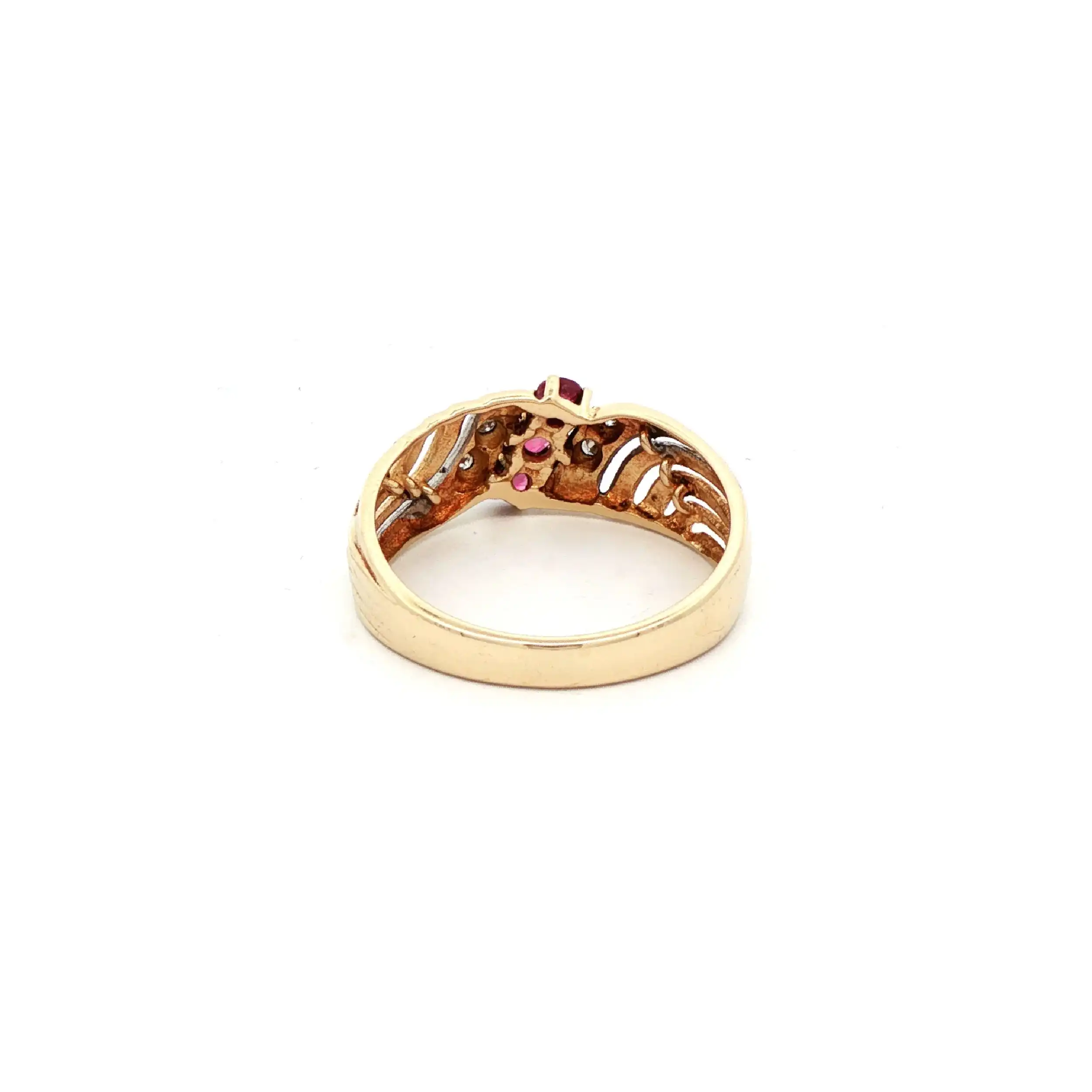 Ring Gelbgold mit roten Farbsteinen und Diamanten