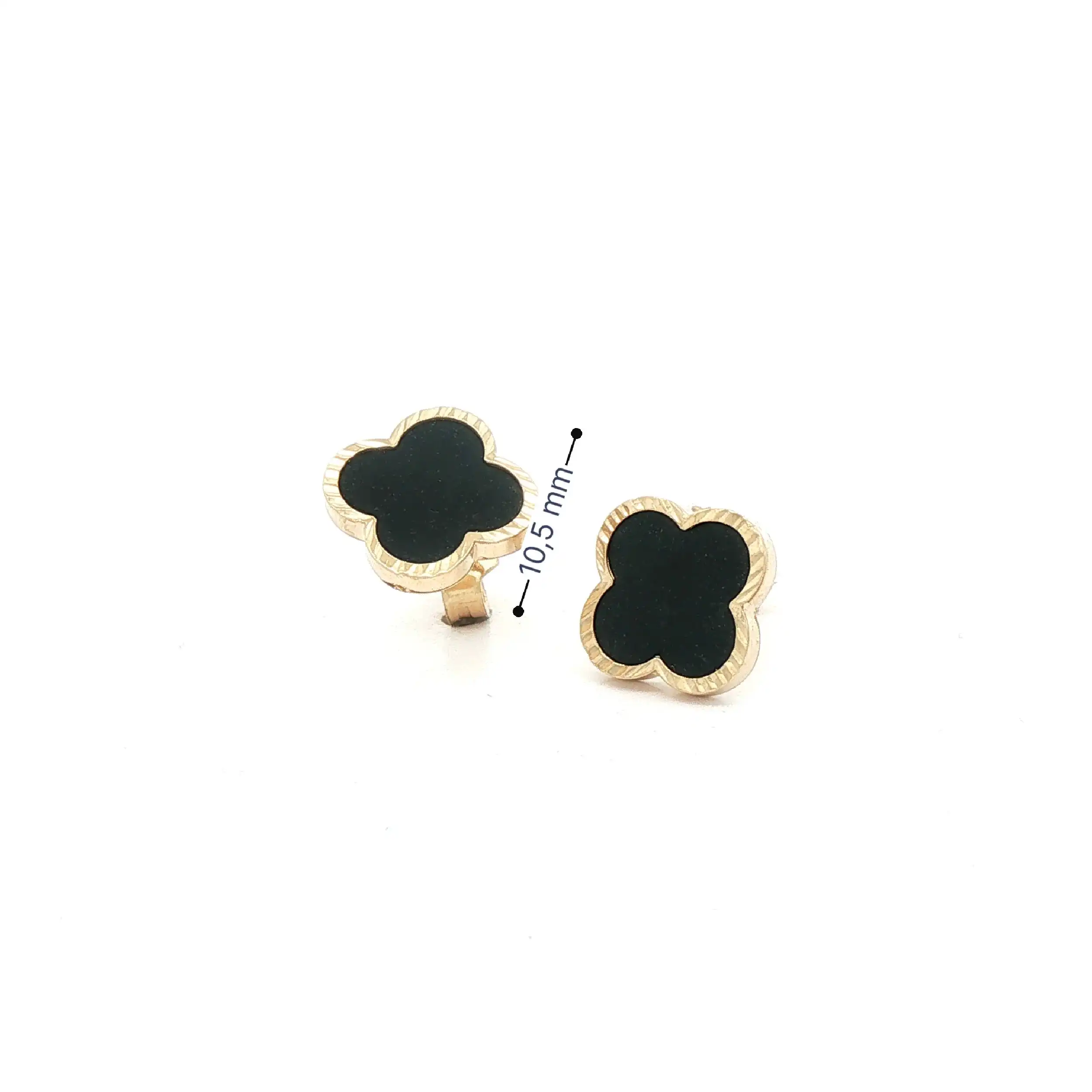 Ohrstecker Gelbgold "Blume mit Onyx"