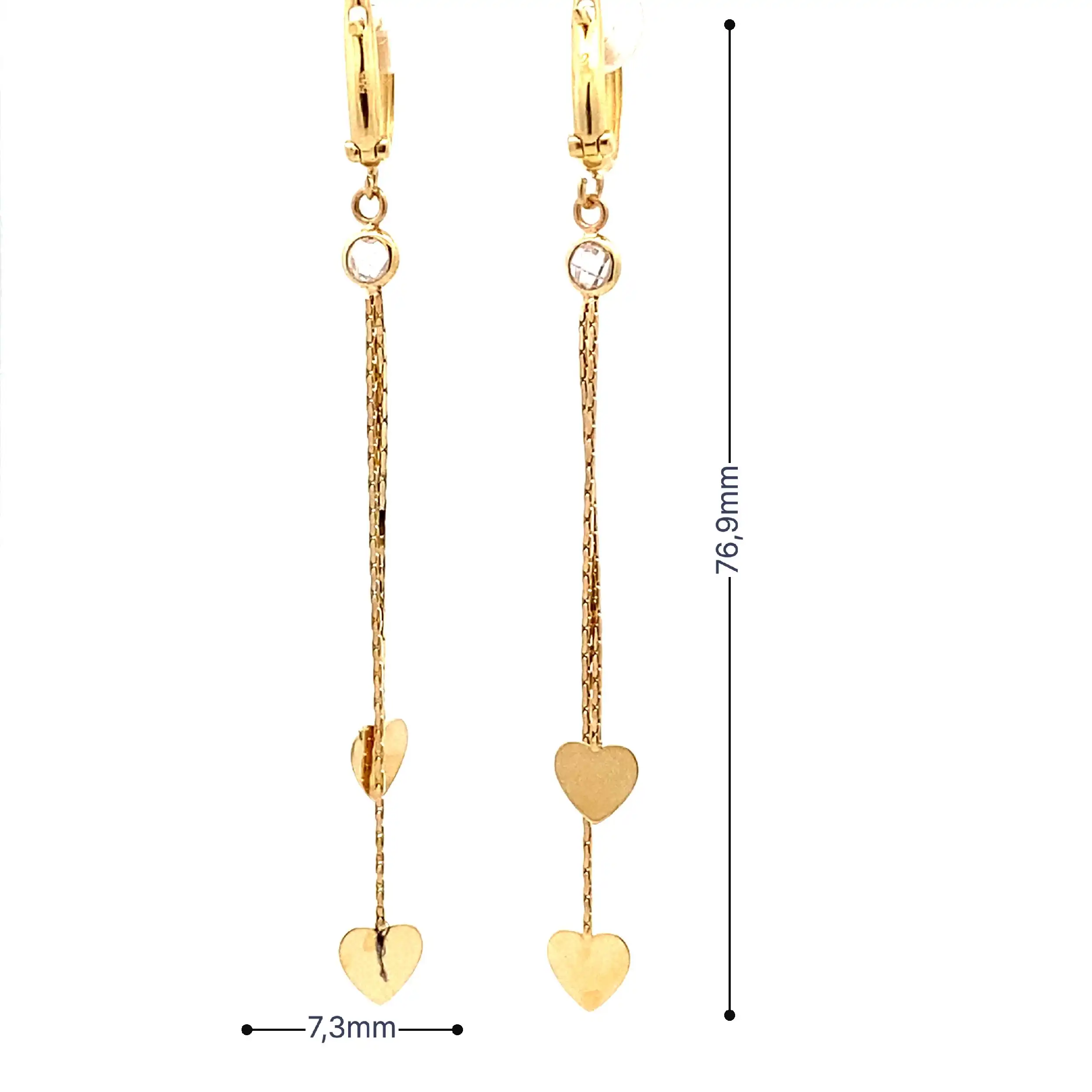 Ohrhänger Gelbgold mit Herzen und Zirkonia Ohrhänger Gelbgold mit Herzen und Zirkonia