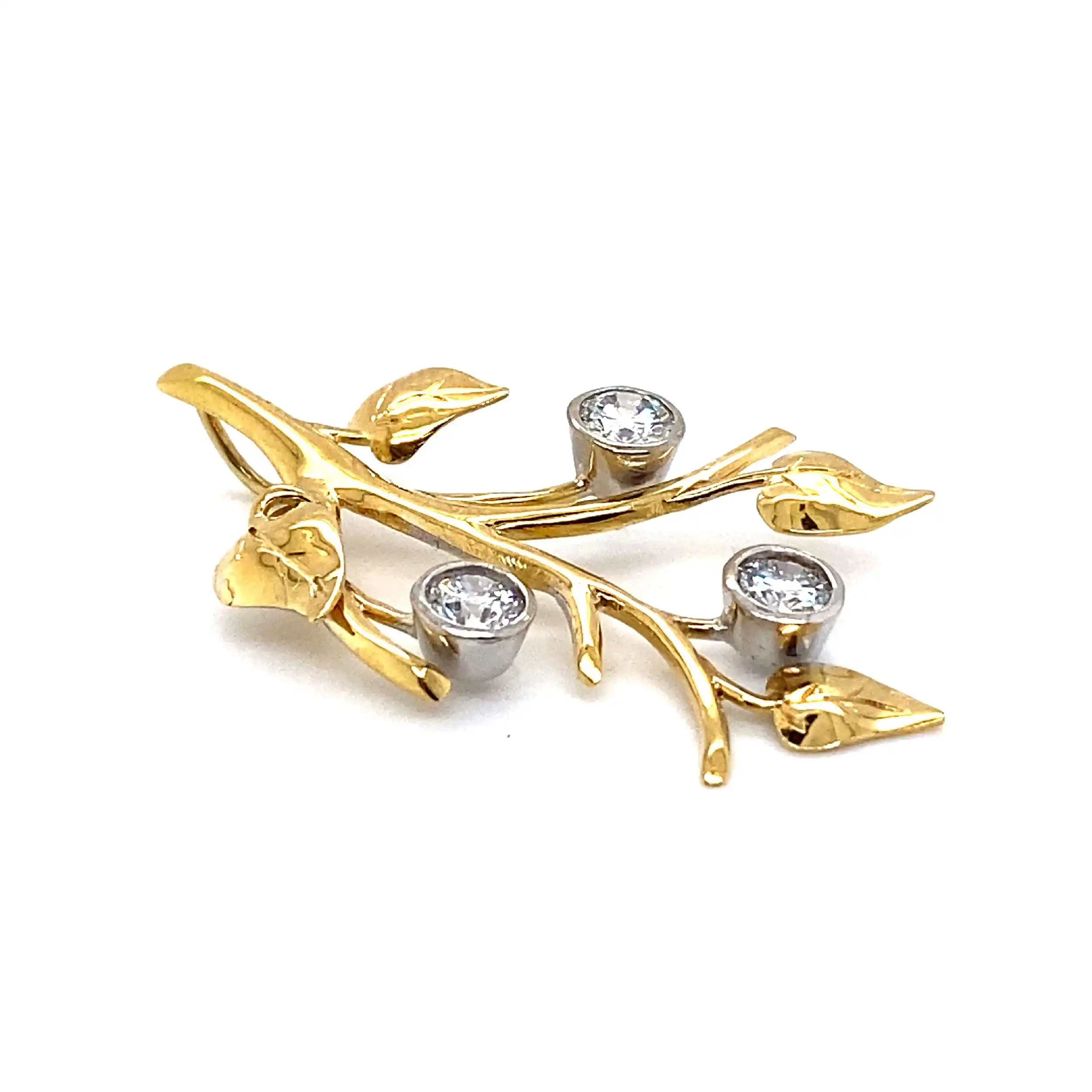 Anhänger Gelbgold Blätter mit Brillanten Anhänger Gelbgold Blätter mit Brillanten