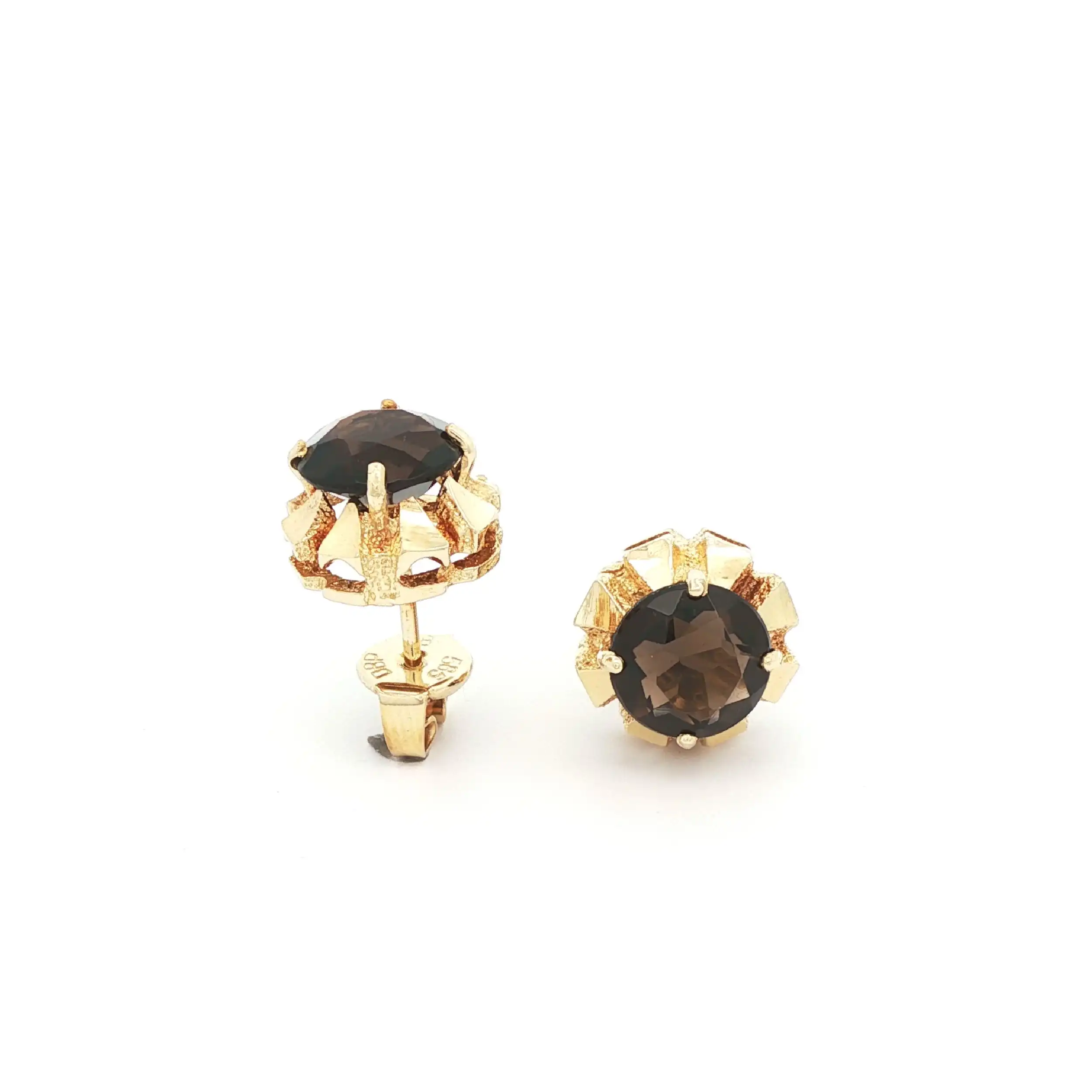 Ohrstecker Gelbgold mit braunem Farbsteinen Ohrstecker Gelbgold mit braunem Farbsteinen