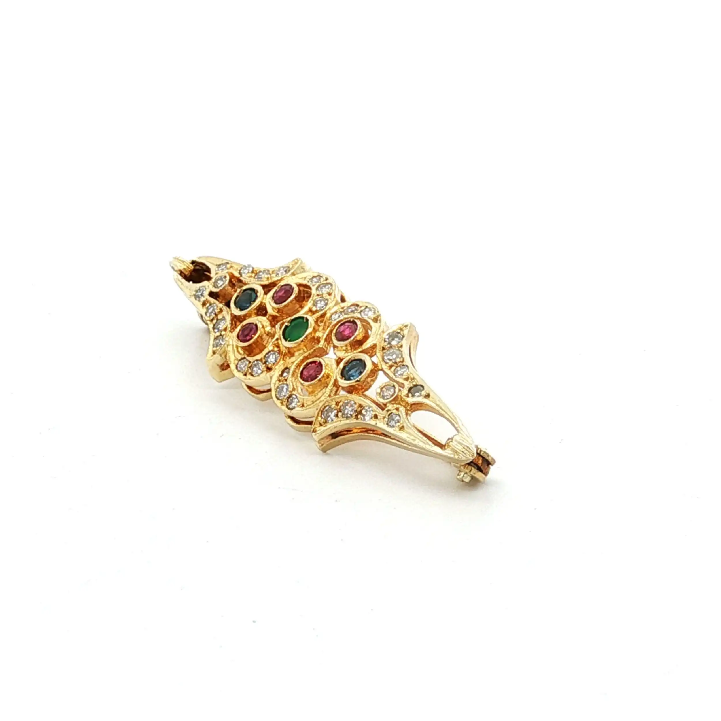 Nadel Gelbgold mit Rubin, Saphir, Smaragd & Diamanten Nadel Gelbgold mit Rubin, Saphir, Smaragd & Diamanten