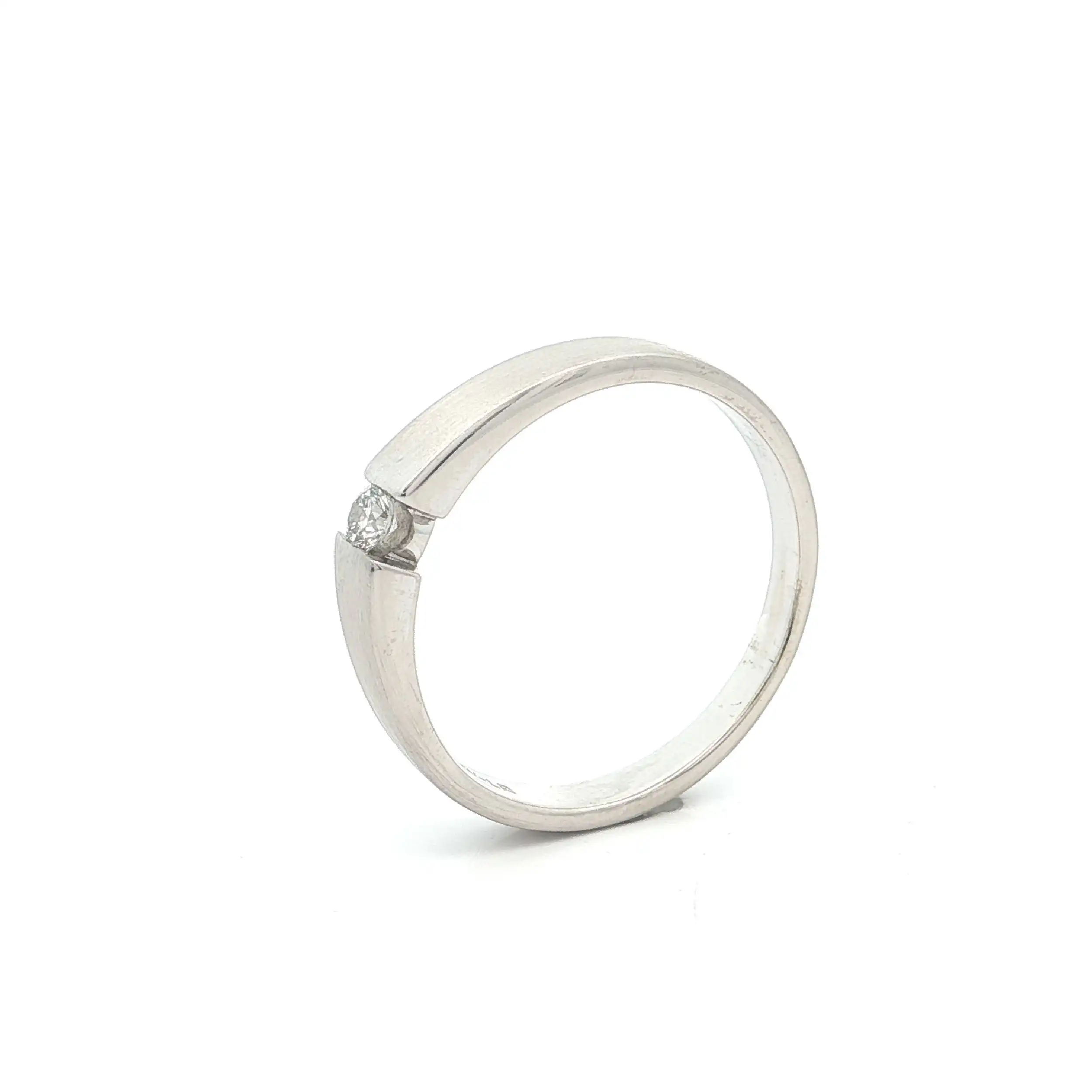Ring Weißgold mattiert mit Brillant, graviert 0,08 ct W-LR
