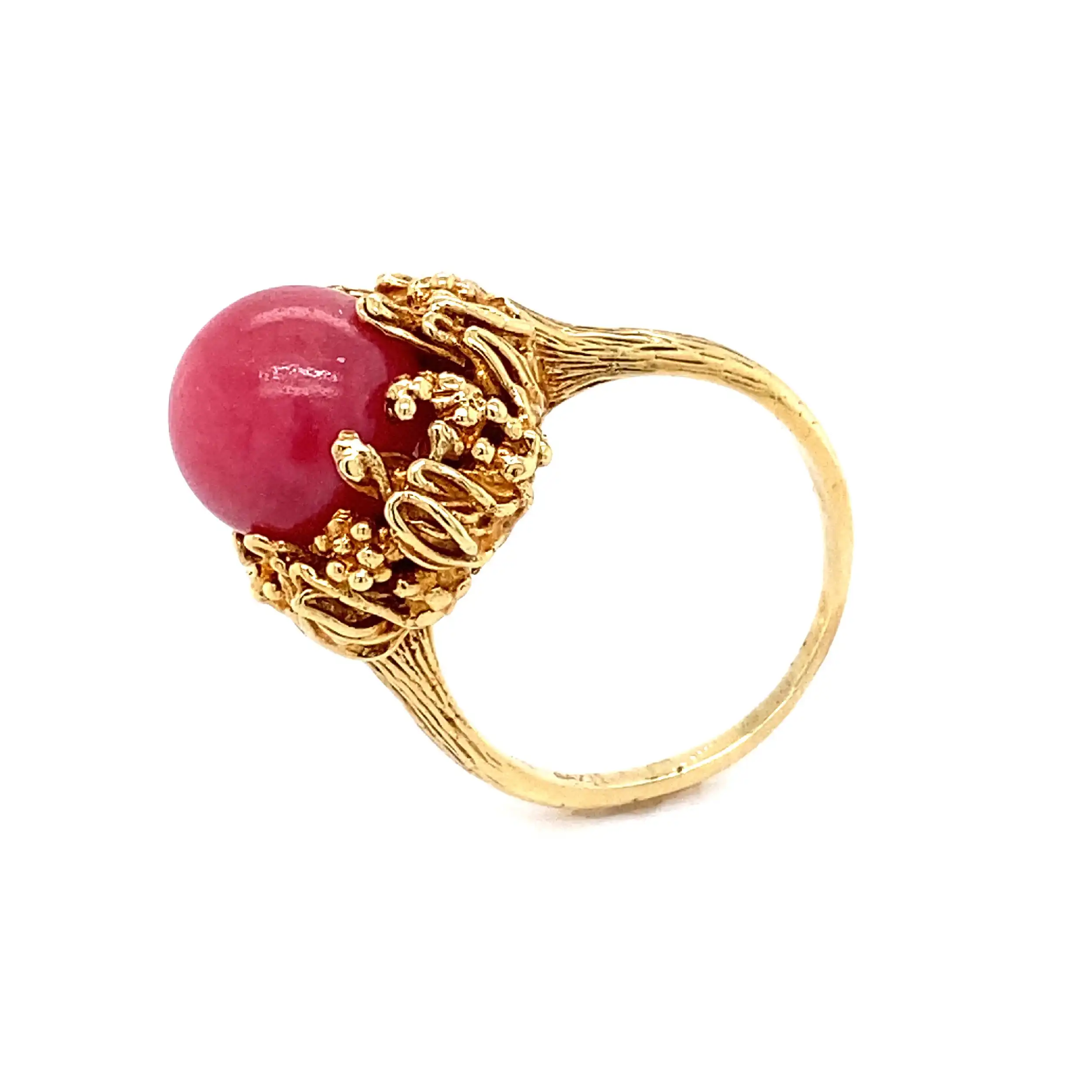 Ring Gelbgold mit Rhodonit Cabochon Ring Gelbgold mit Rhodonit Cabochon