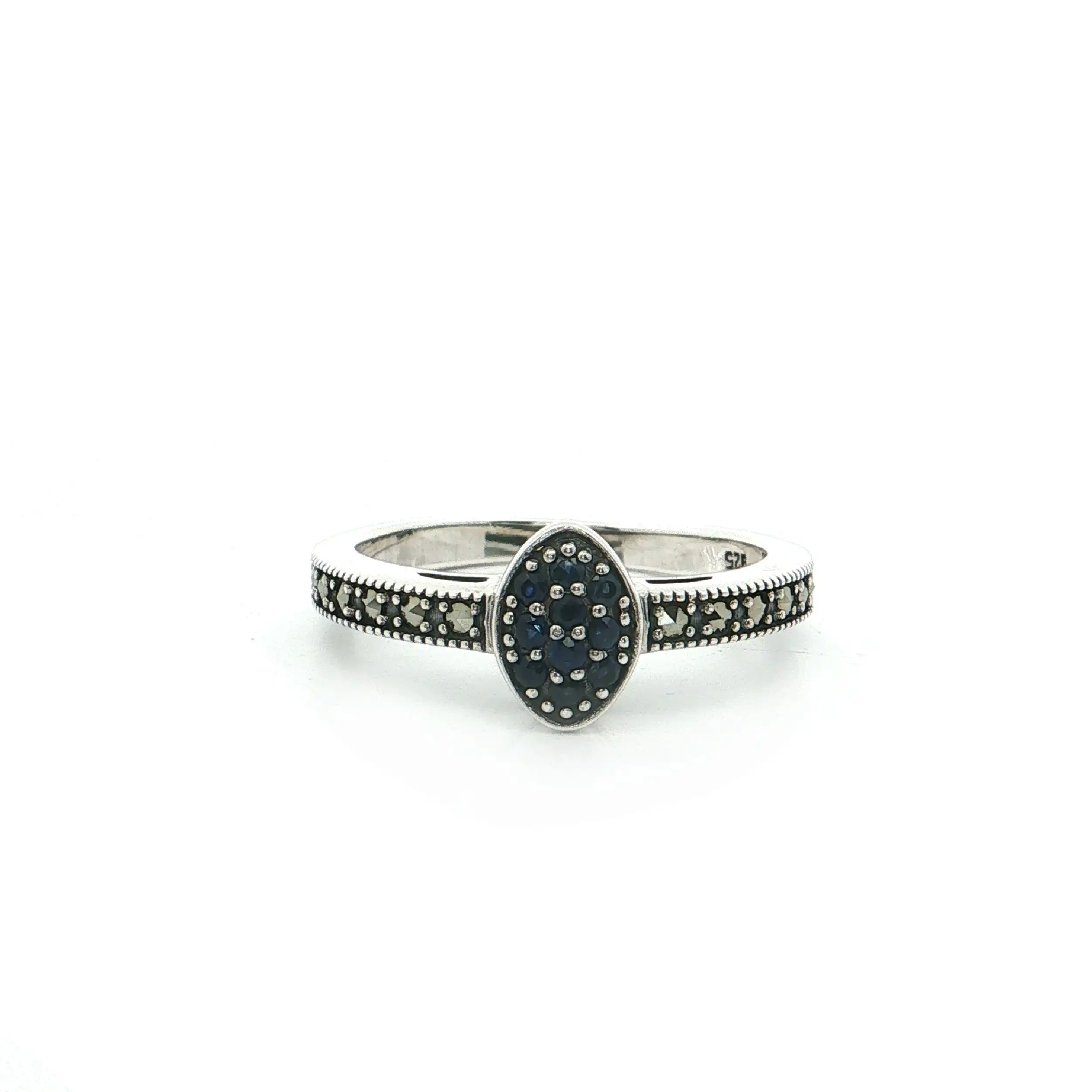 Ring Silber mit Saphiren und Markasiten