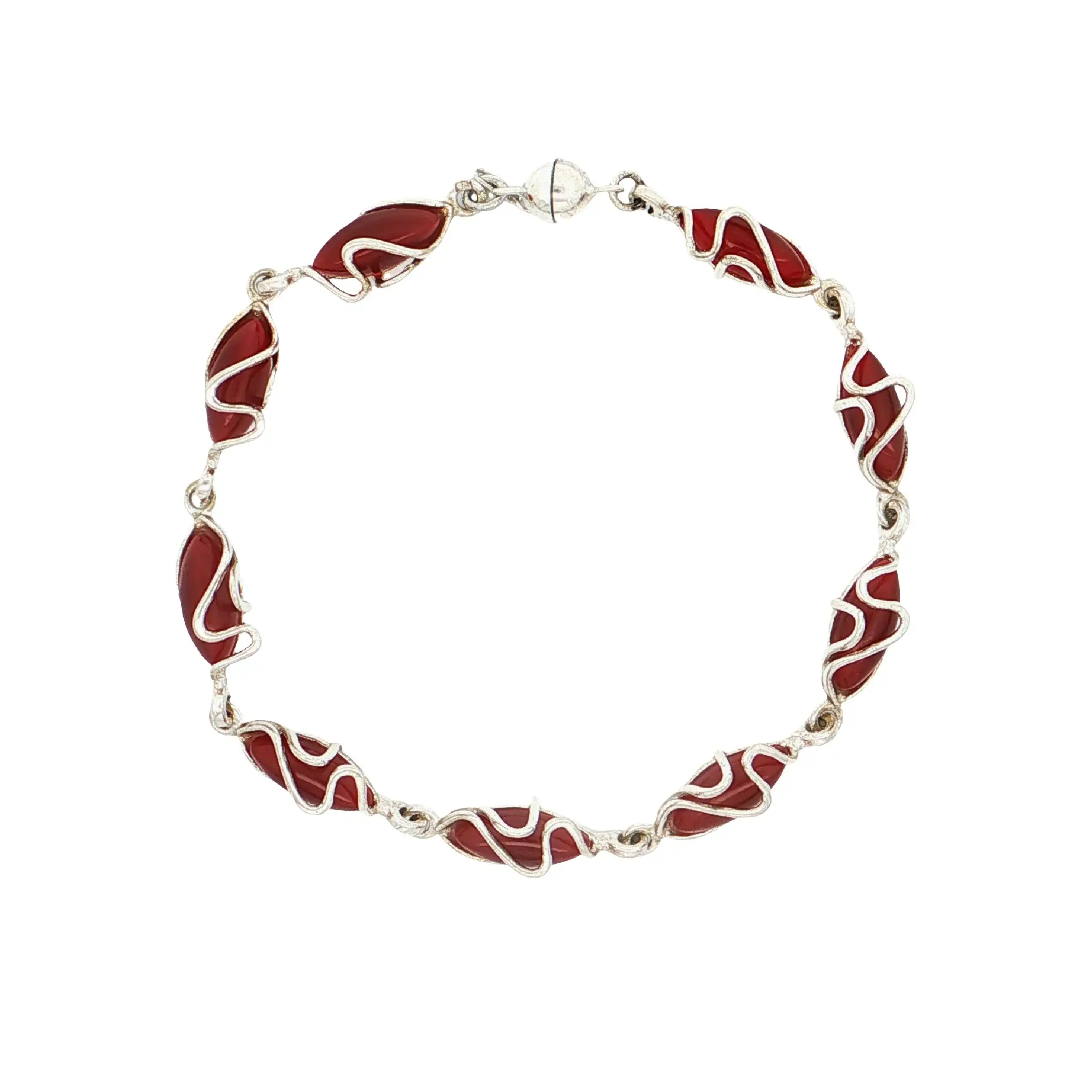 Armband Silber mit roten Farbsteinen