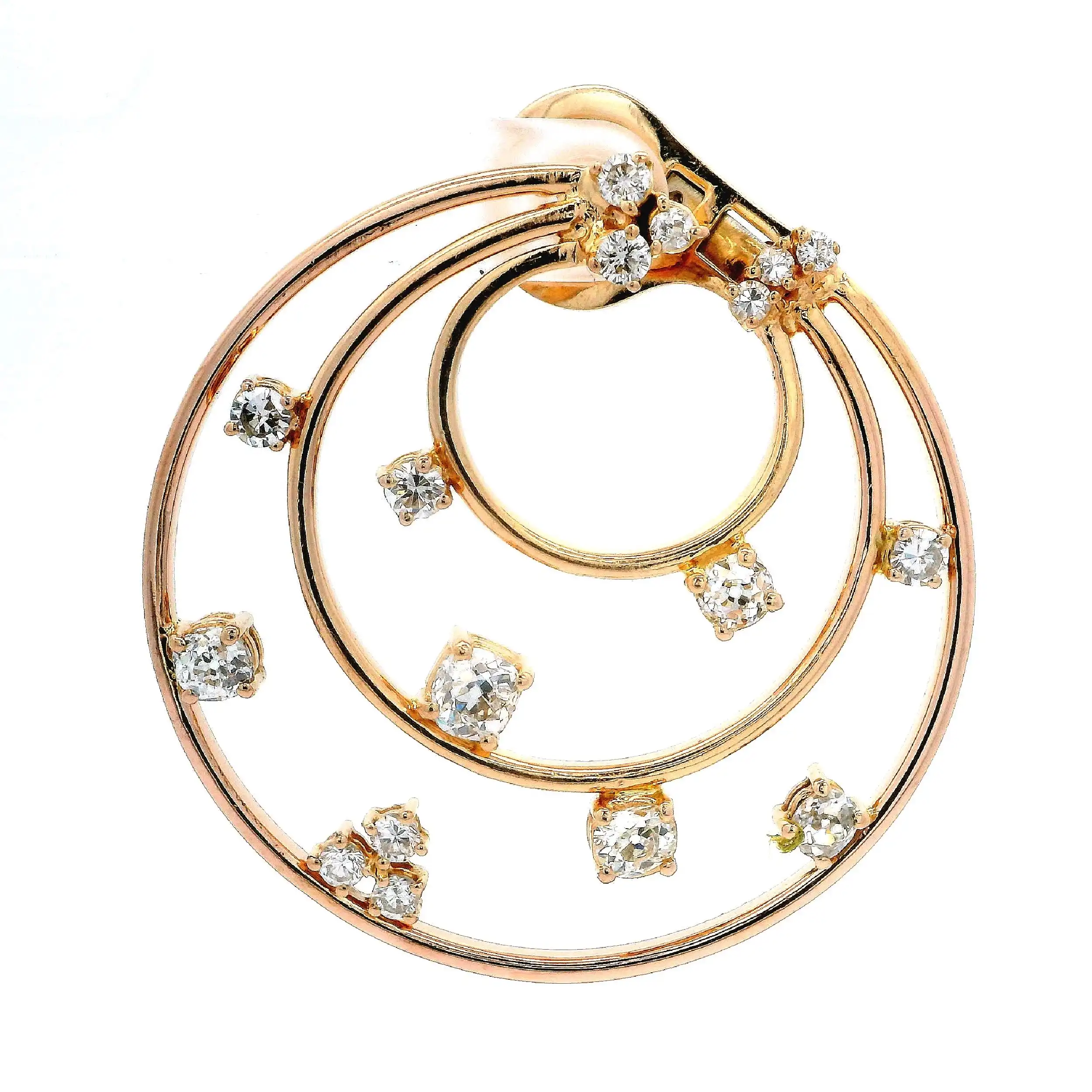 Paar Creolen Rosegold mit Brillanten und Diamanten Altschliff Paar Creolen Rosegold mit Brillanten und Diamanten Altschliff