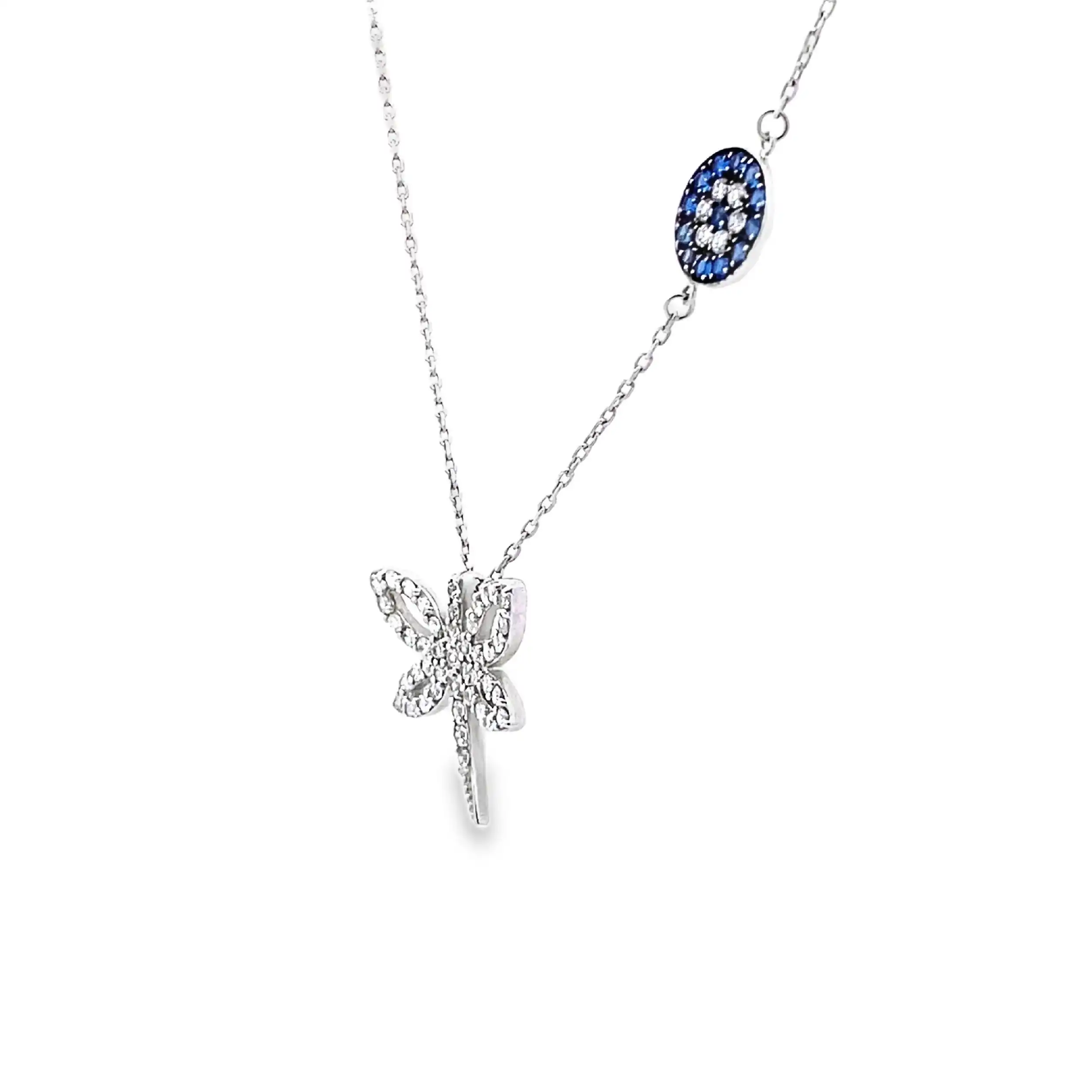 Kette Weißgold mit Anhänger Libelle mit Zirkonia