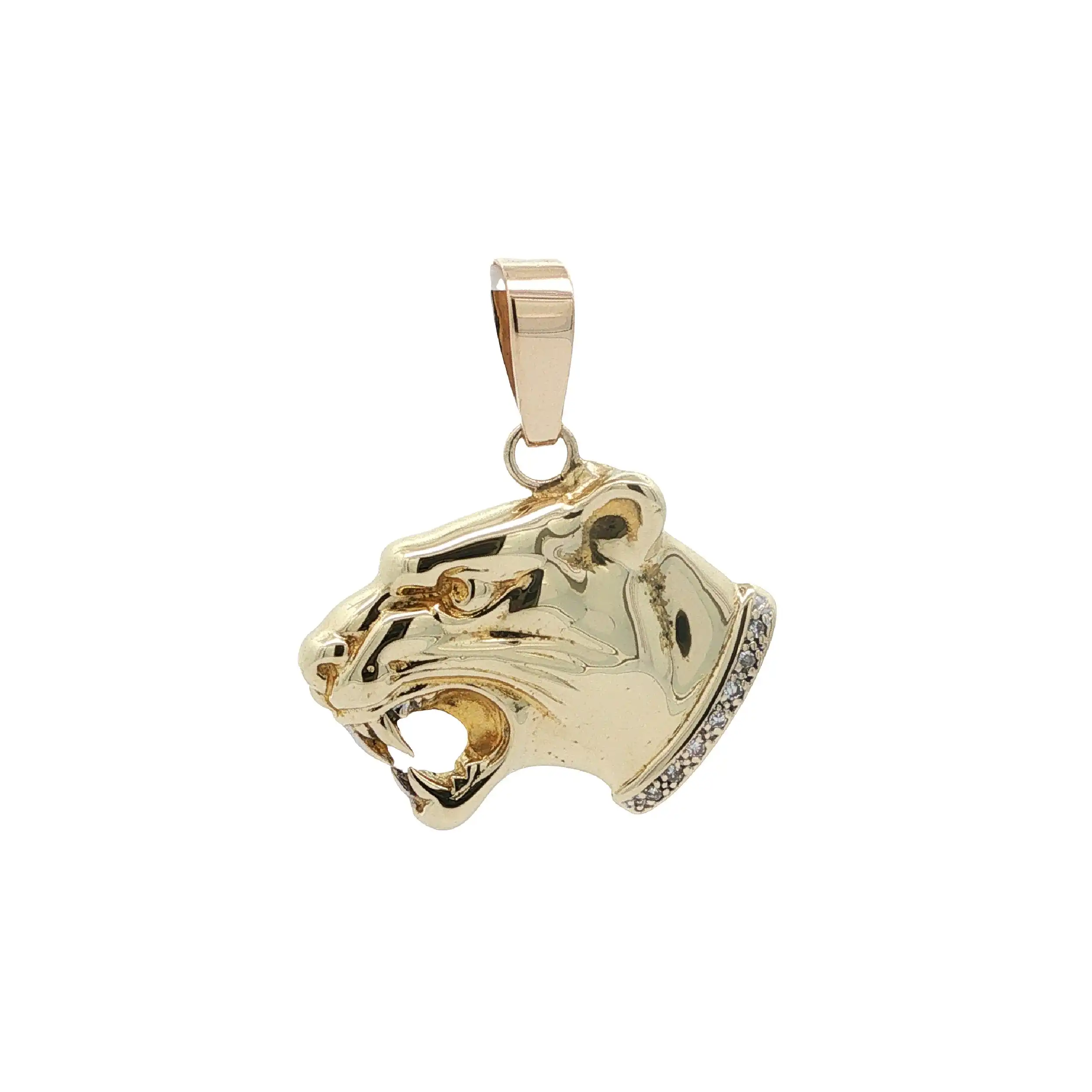 Anhänger Gelbgold Pantherkopf mit Diamanten Anhänger Gelbgold Pantherkopf mit Diamanten
