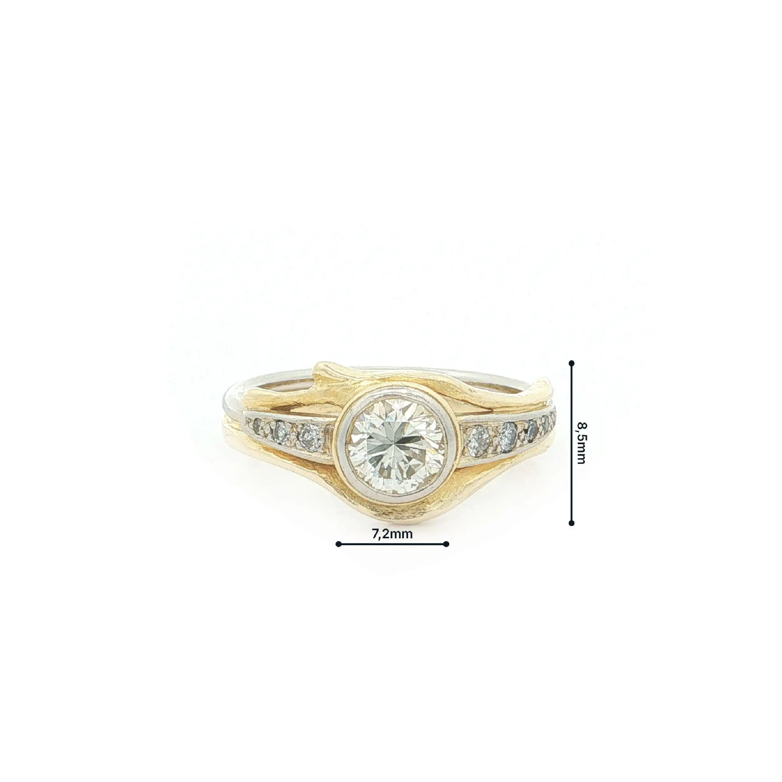 Ring Bicolor mit Brillant und Diamanten