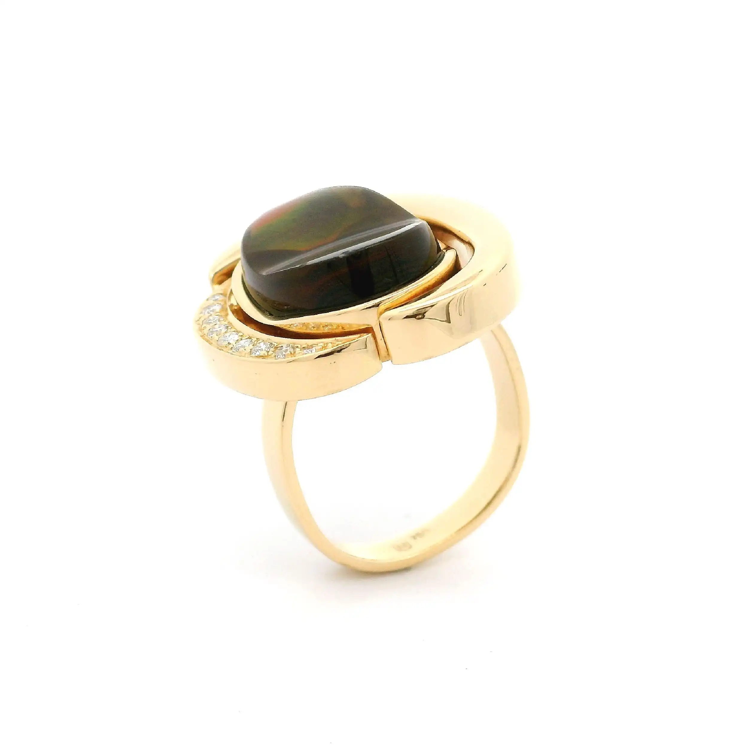 Ring Gelbgold mit braunem Farbstein & Brillanten Ring Gelbgold mit braunem Farbstein & Brillanten