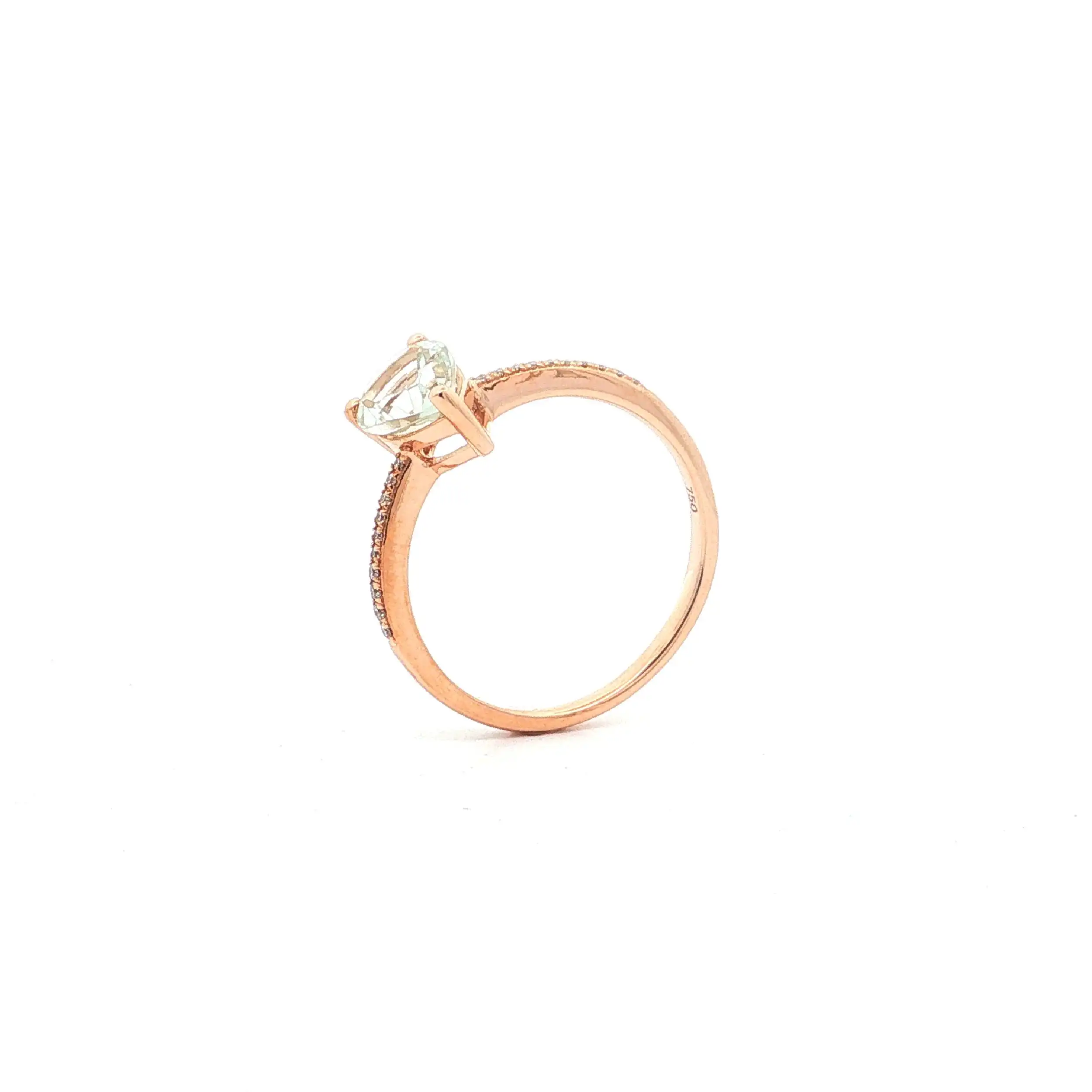 Ring Roségold mit Brillanten 0,07ct. TW/SI & grünem Amethyst 1,03ct.