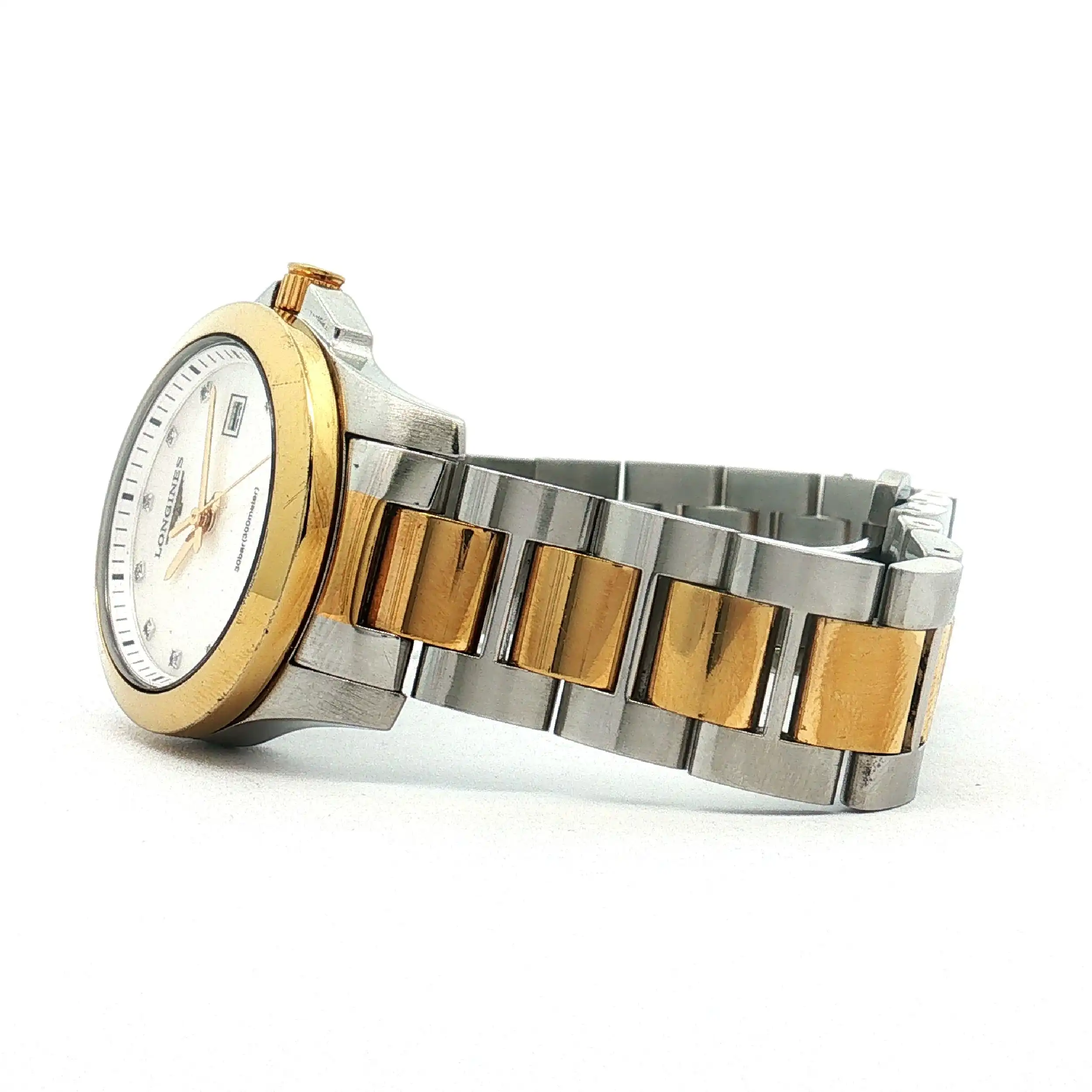 Damenuhr Longines Conquest vergoldet mit Brillanten mit Box und Papieren Damenuhr Longines Conquest vergoldet mit Brillanten mit Box und Papieren