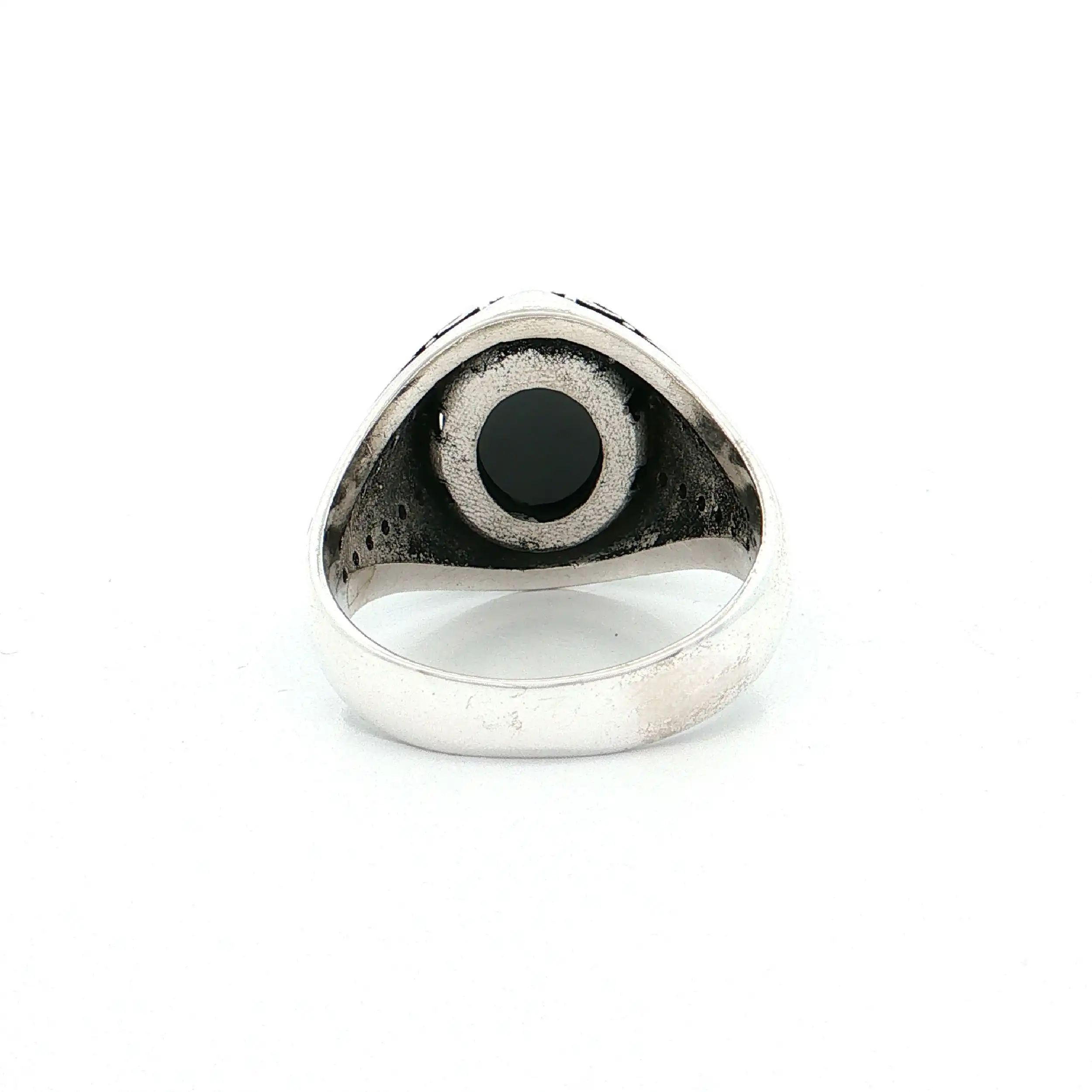 Siegelring Silber mit schwarzem Farbstein und Markasiten