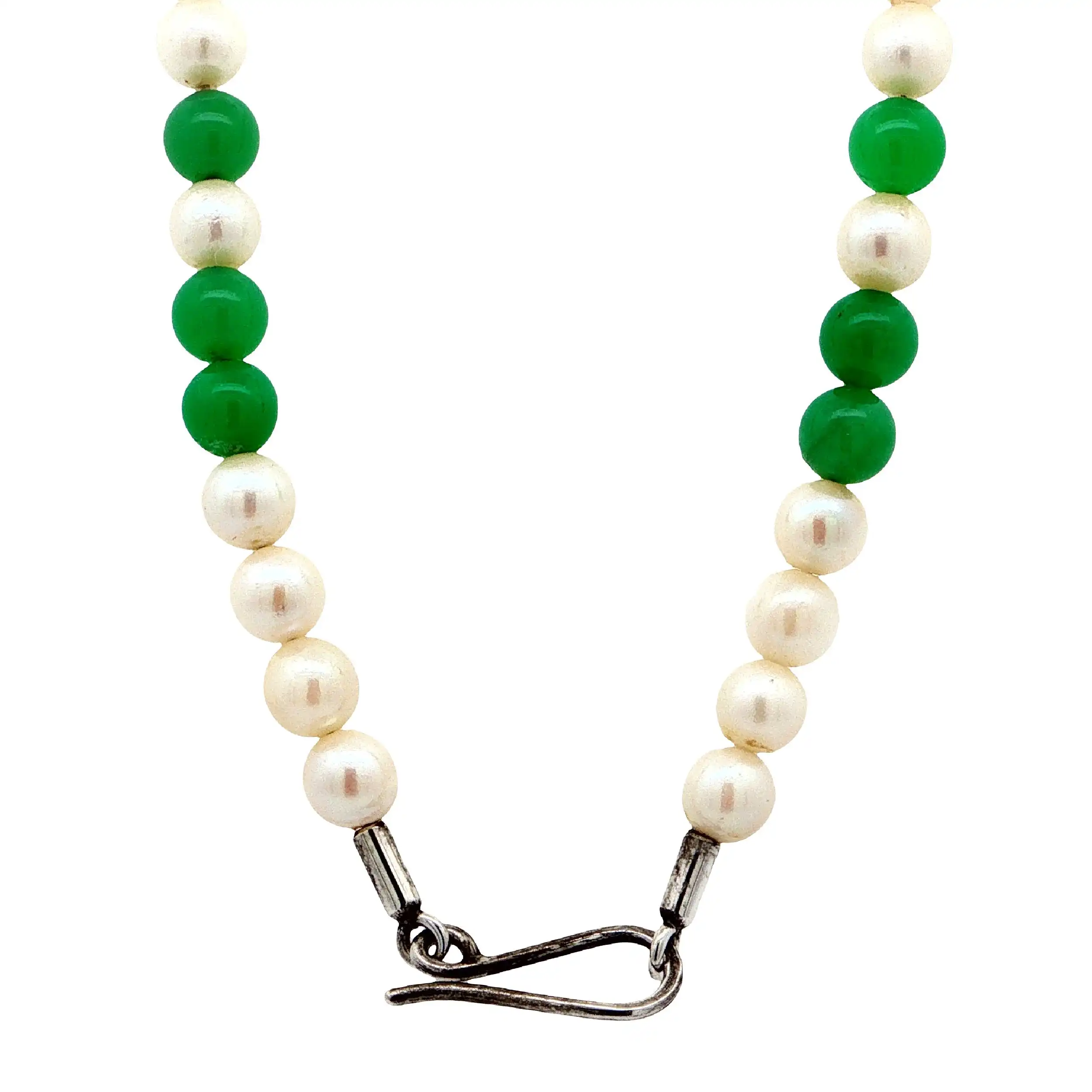 Perlenkette mit Chrysoprasperlen & Silberschließe