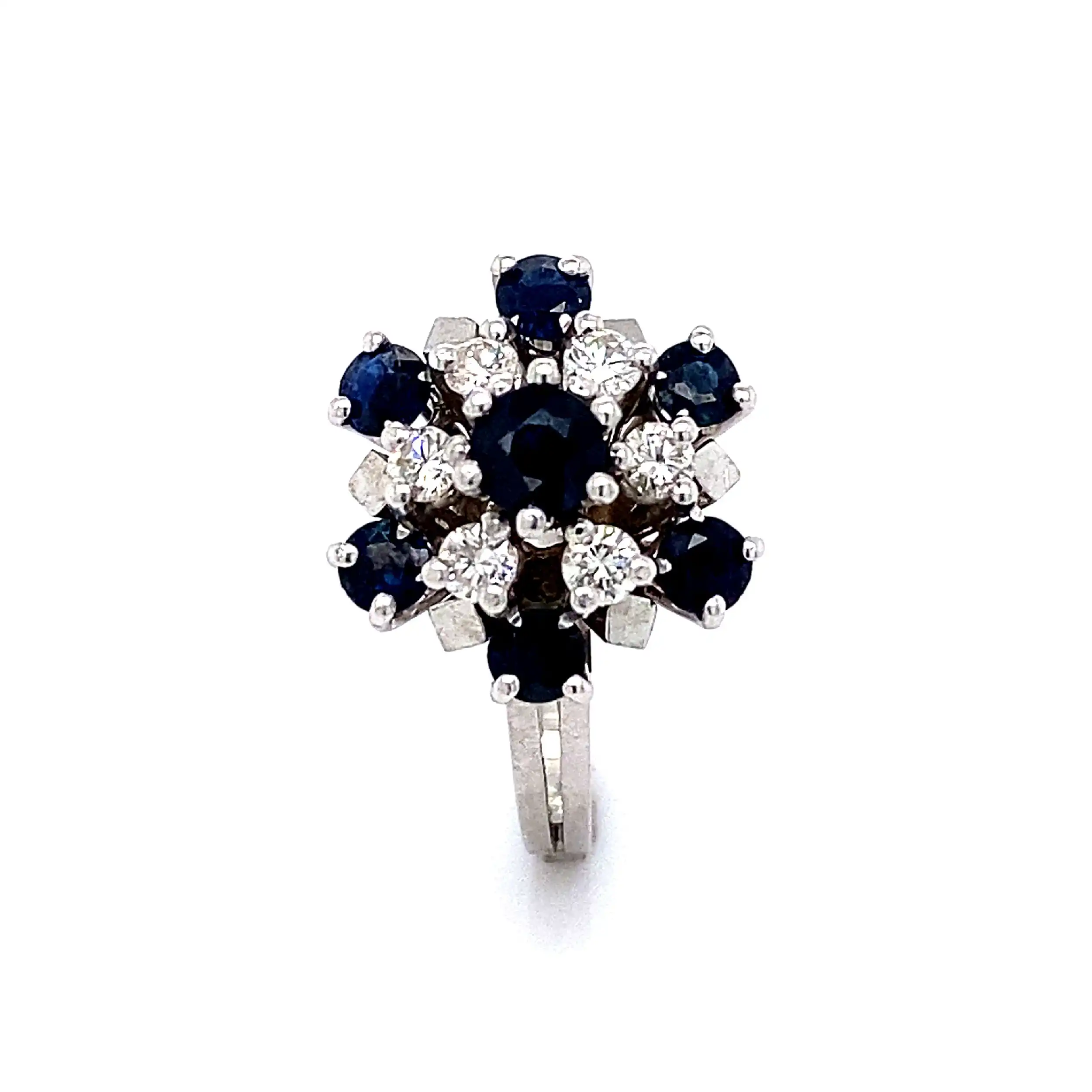 Ring Weißgold mit Saphiren und Brillanten, graviert mit 0,35ct
