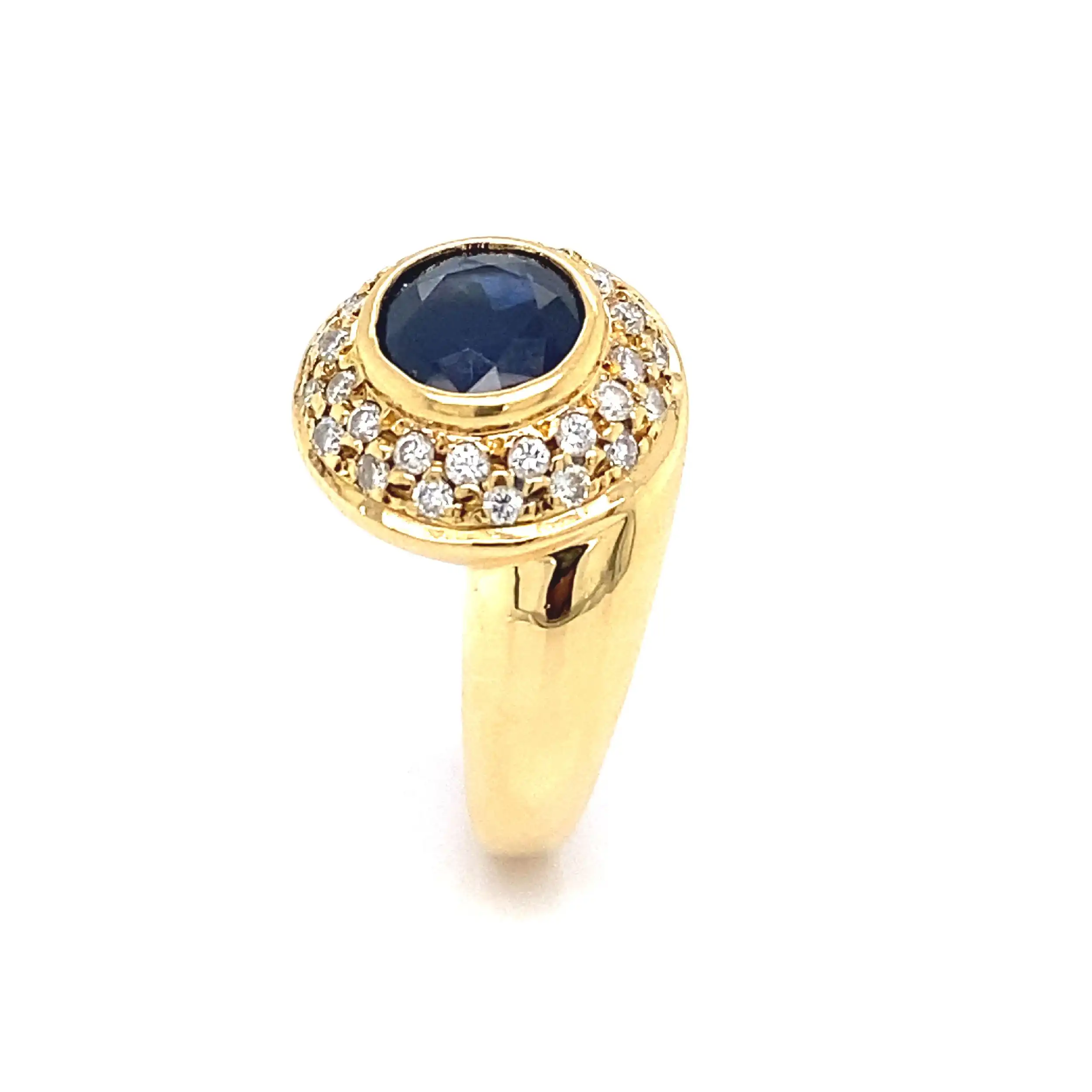 Ring Gelbgold mit Saphir und Brillanten, mit Expertise Ring Gelbgold mit Saphir und Brillanten, mit Expertise