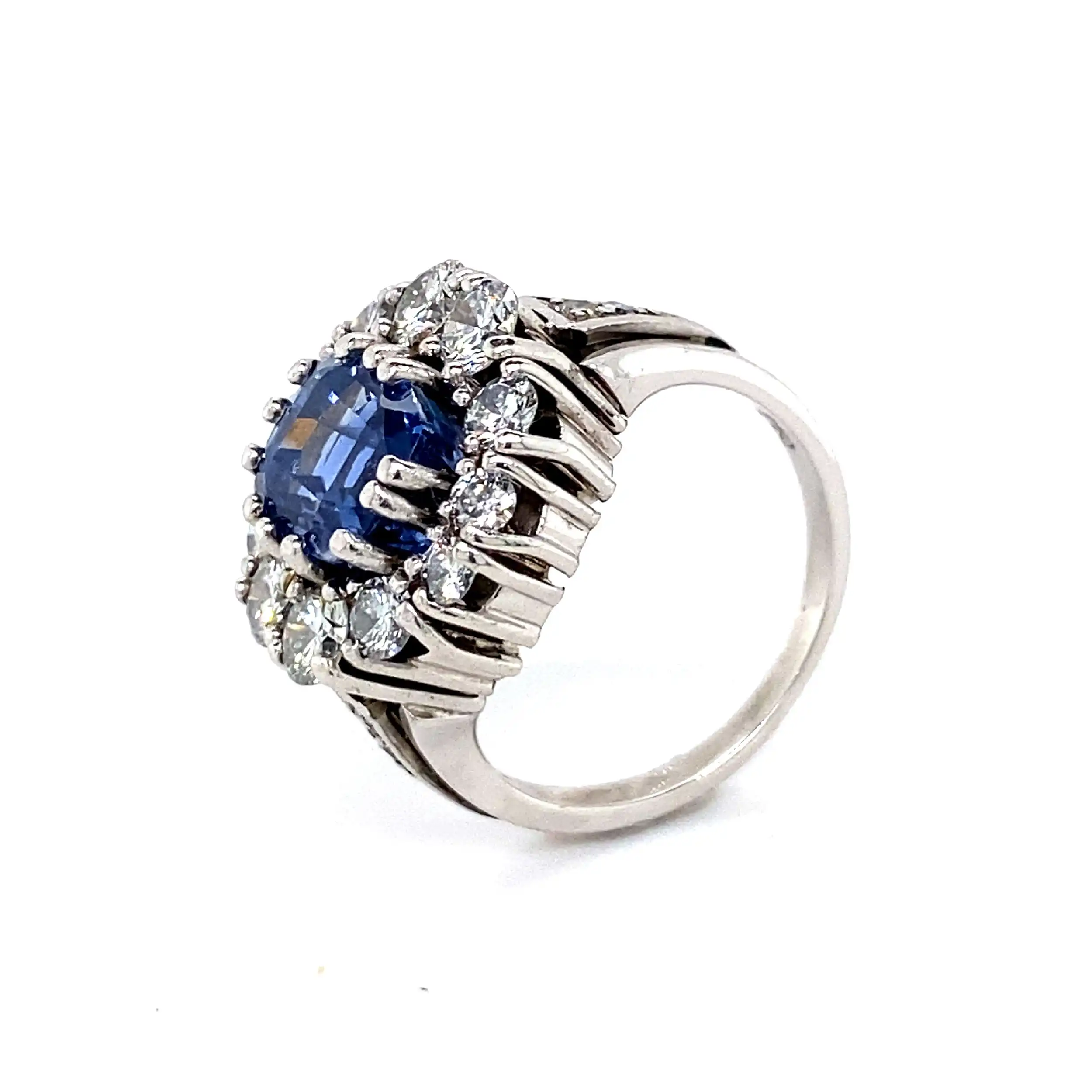 Ring Weißgold mit Saphir, Diamanten und Brillanten, mit EPL Expertise