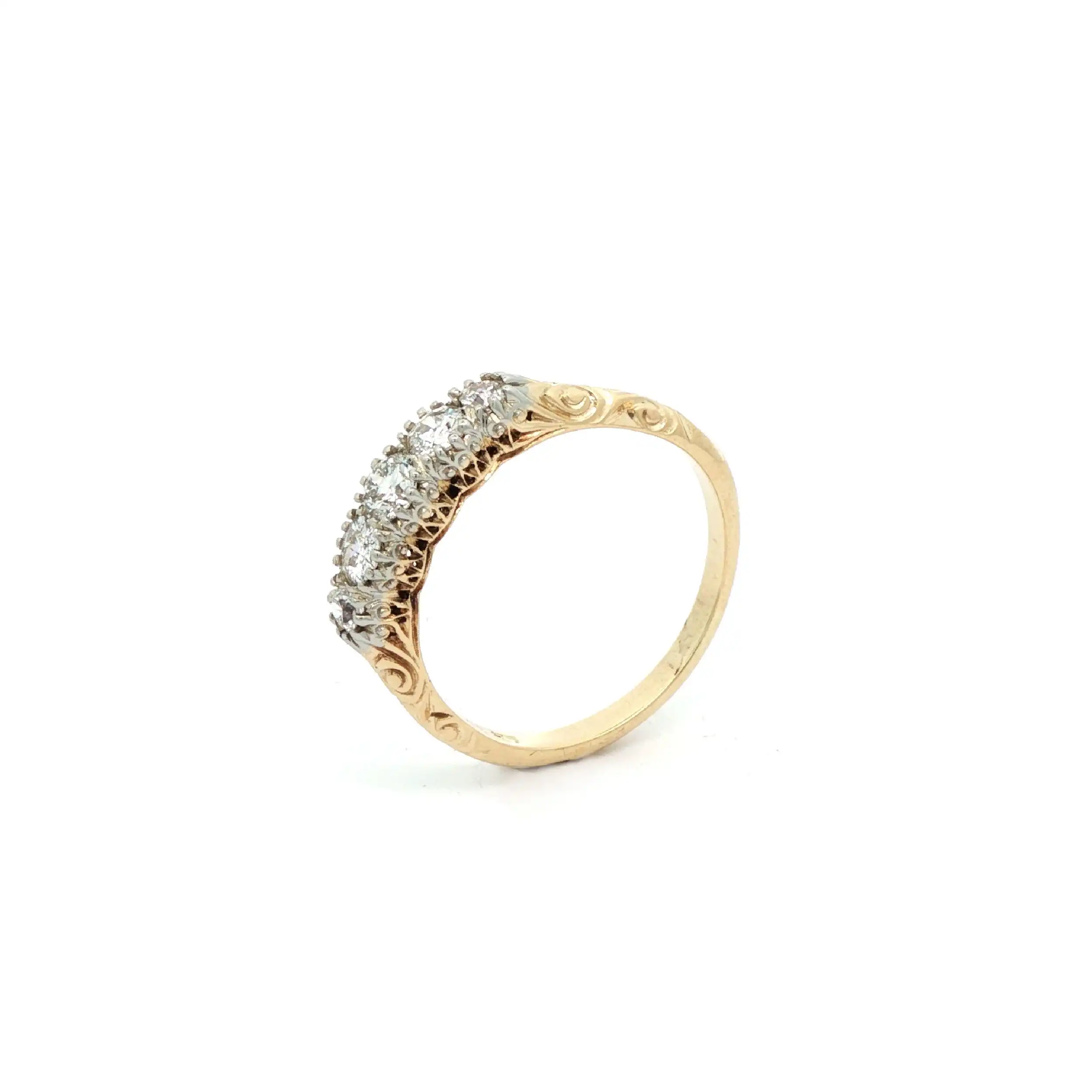 Ring Gelbgold mit Brillanten und Altschliffdiamanten