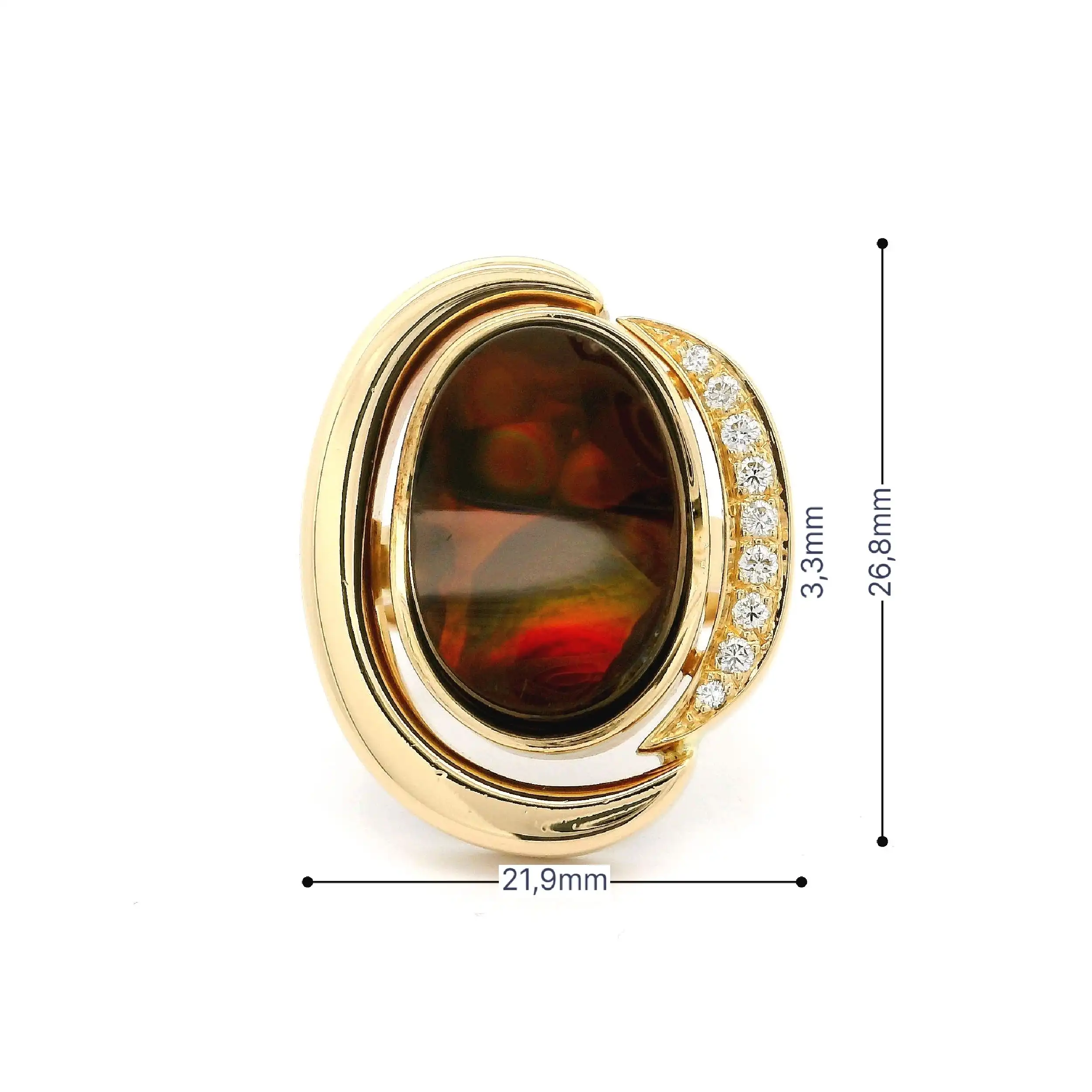 Ring Gelbgold mit braunem Farbstein & Brillanten Ring Gelbgold mit braunem Farbstein & Brillanten