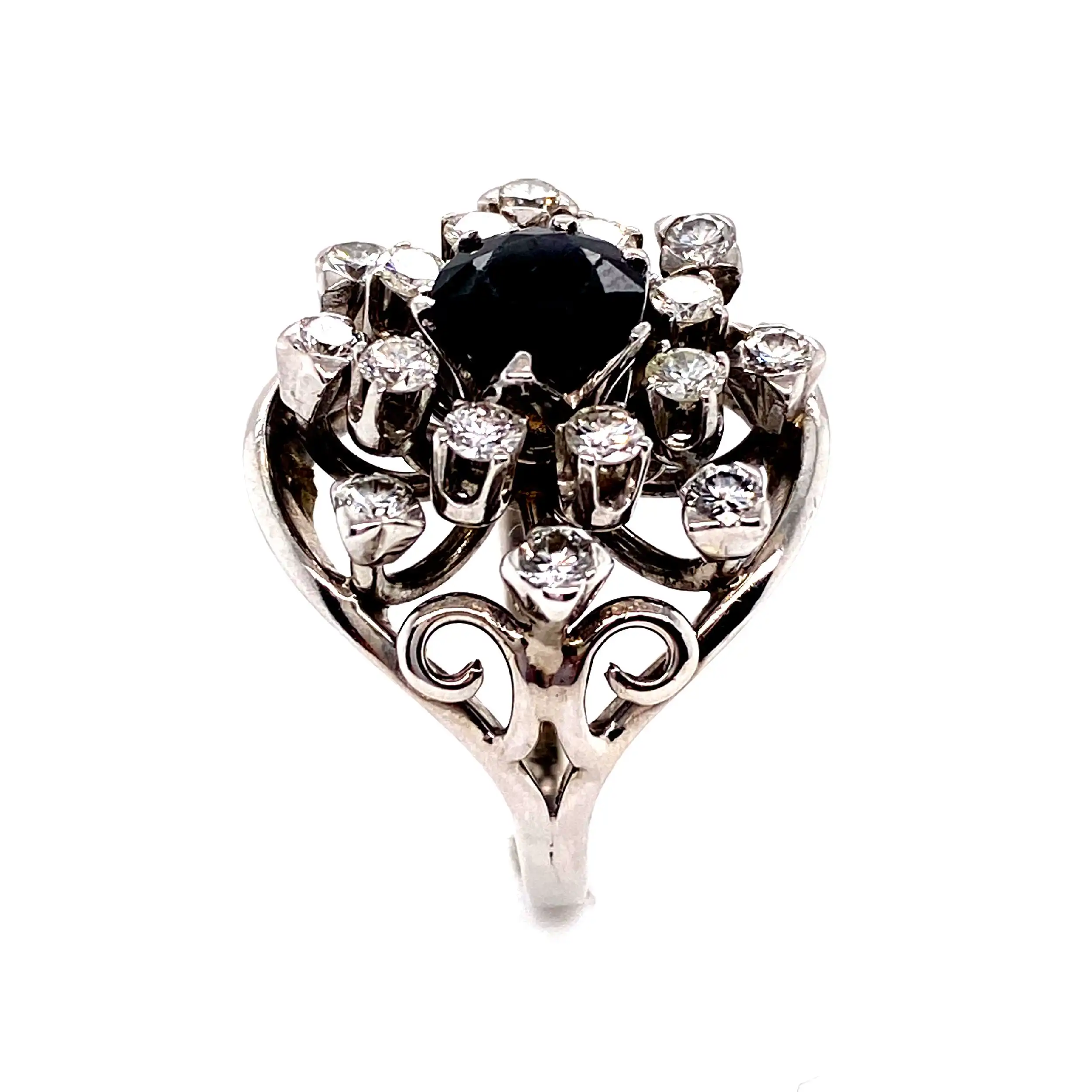 Ring Weißgold mit Saphir und Brillanten Ring Weißgold mit Saphir und Brillanten