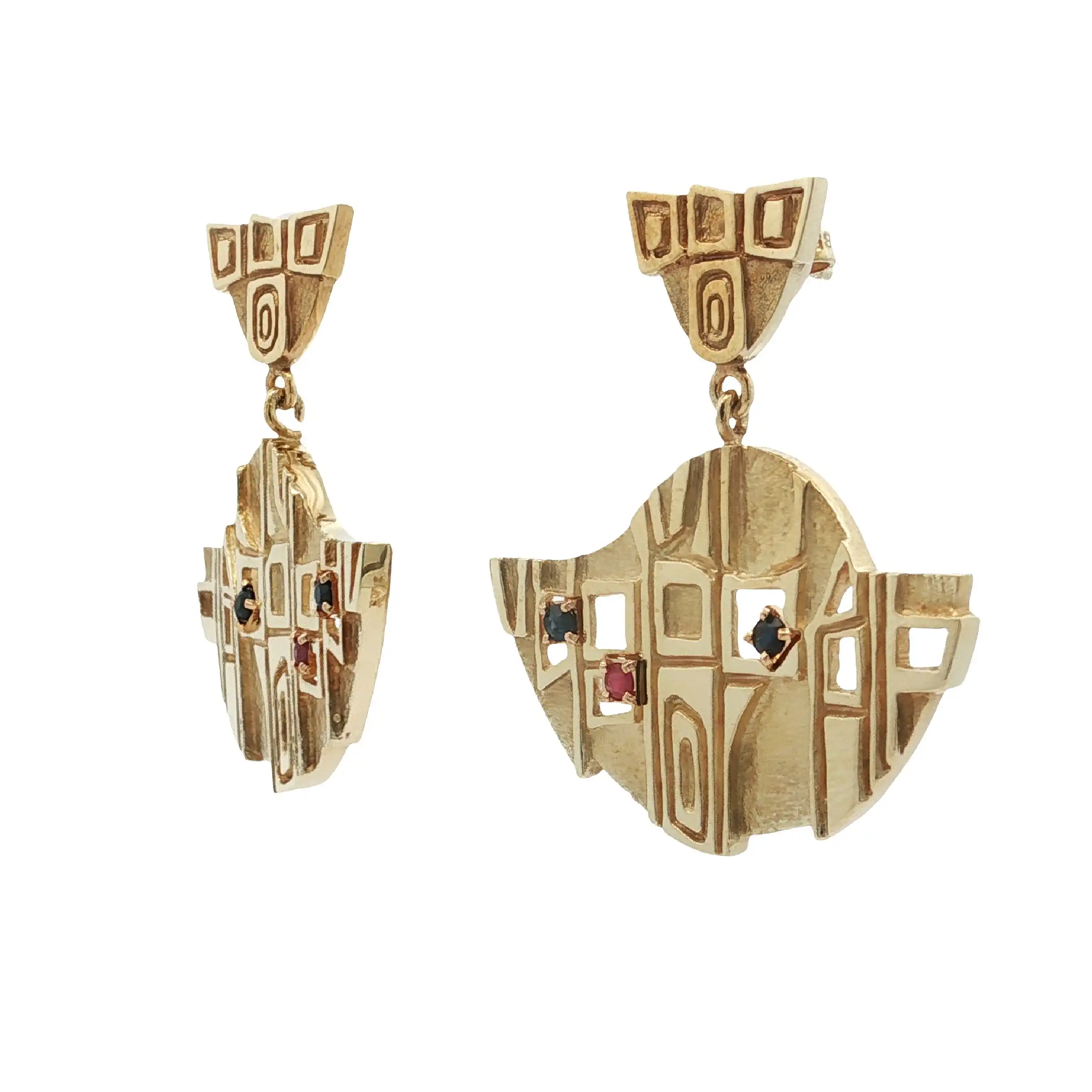 Ohrstecker Gelbgold mit Saphire & Rubin Ohrstecker Gelbgold mit Saphire & Rubin