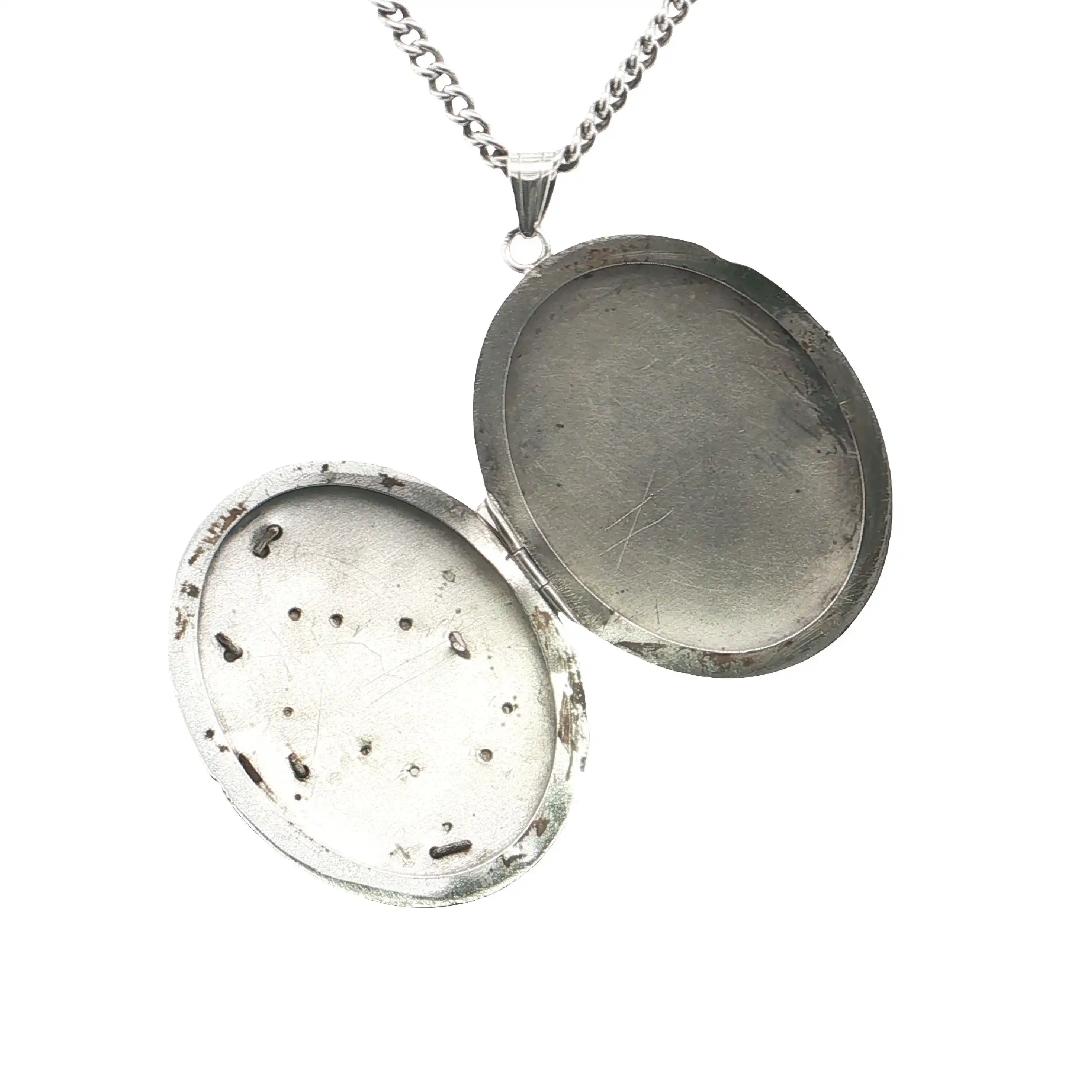 Kette Silber mit graviertem Medaillon Anhänger