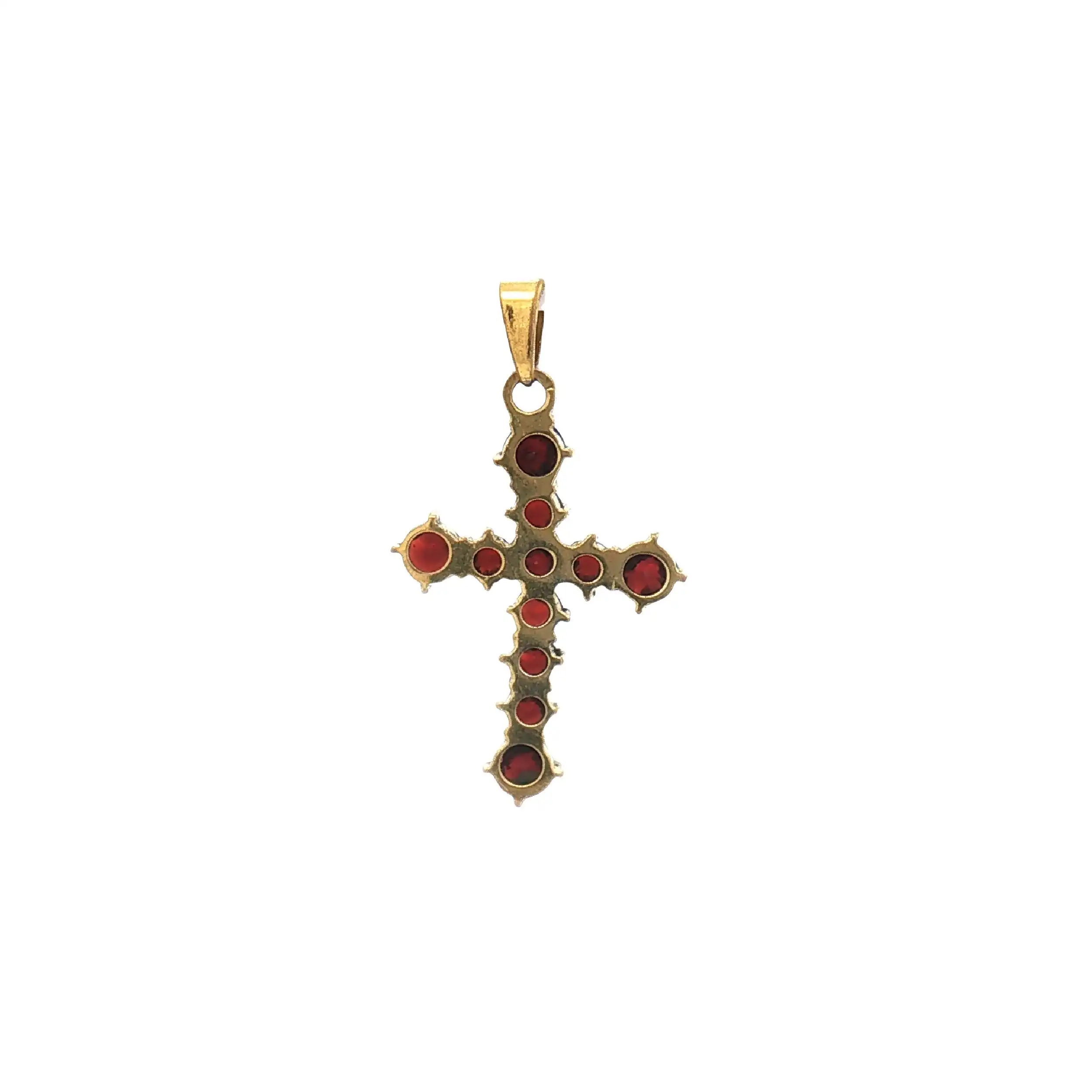 Kreuzanhänger Gelbgold mit Granat Kreuzanhänger Gelbgold mit Granat