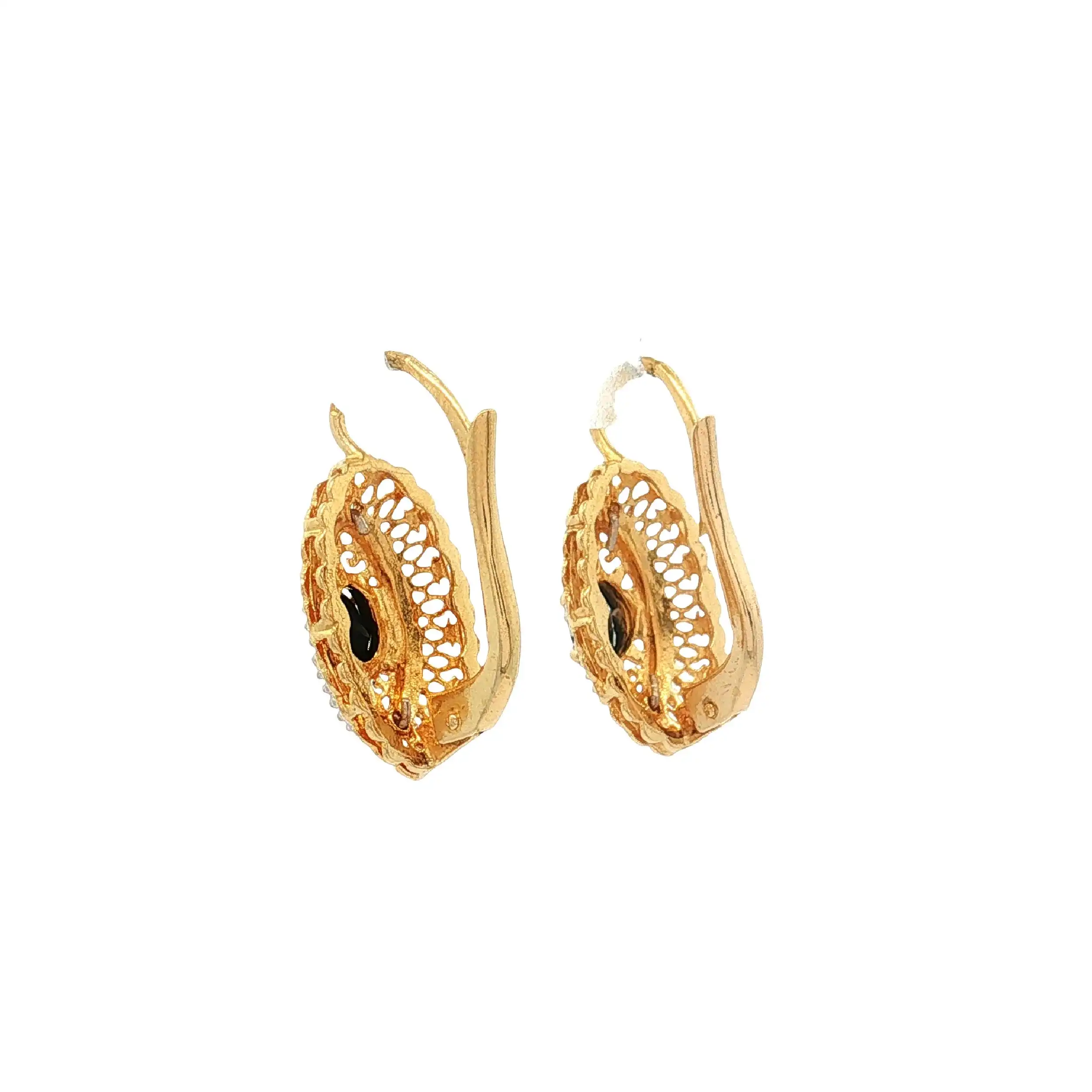 Ohrringe Gelbgold mit schwarzen Stein Ohrringe Gelbgold mit schwarzen Stein