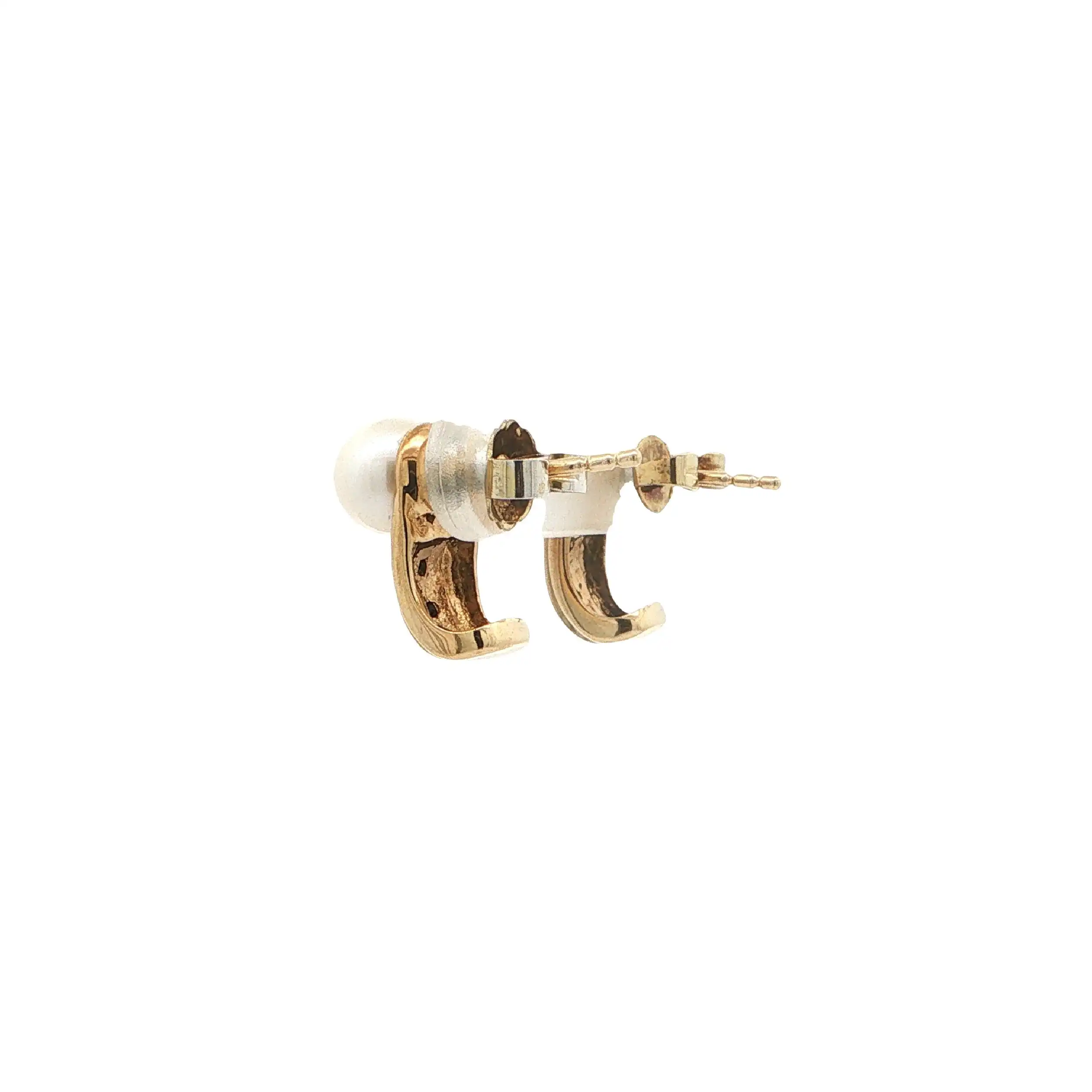 Ohrsteker Gelbgold mit Perle & Diamanten