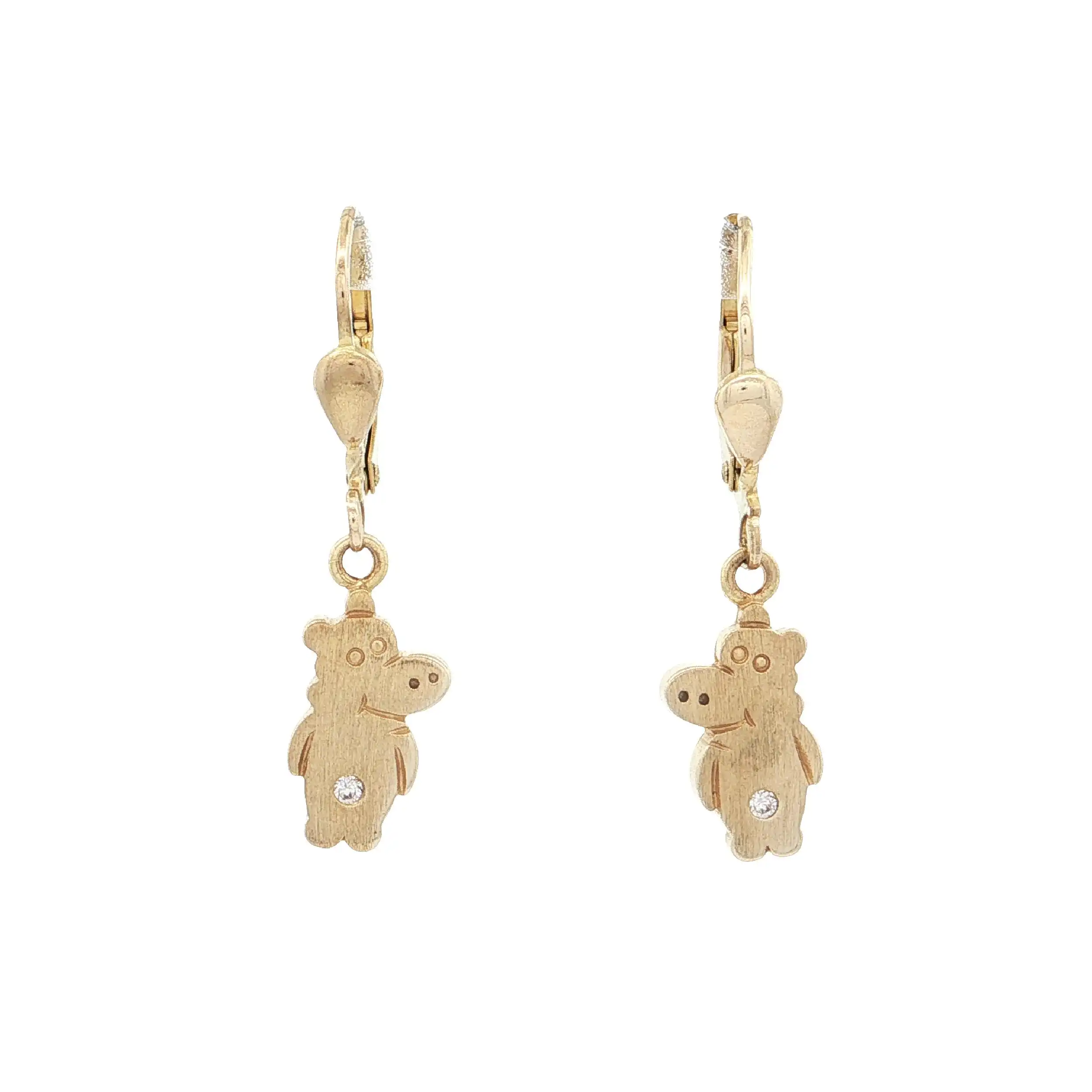 Ohrhänger Gelbgold "Hippo" mit Zirkonia