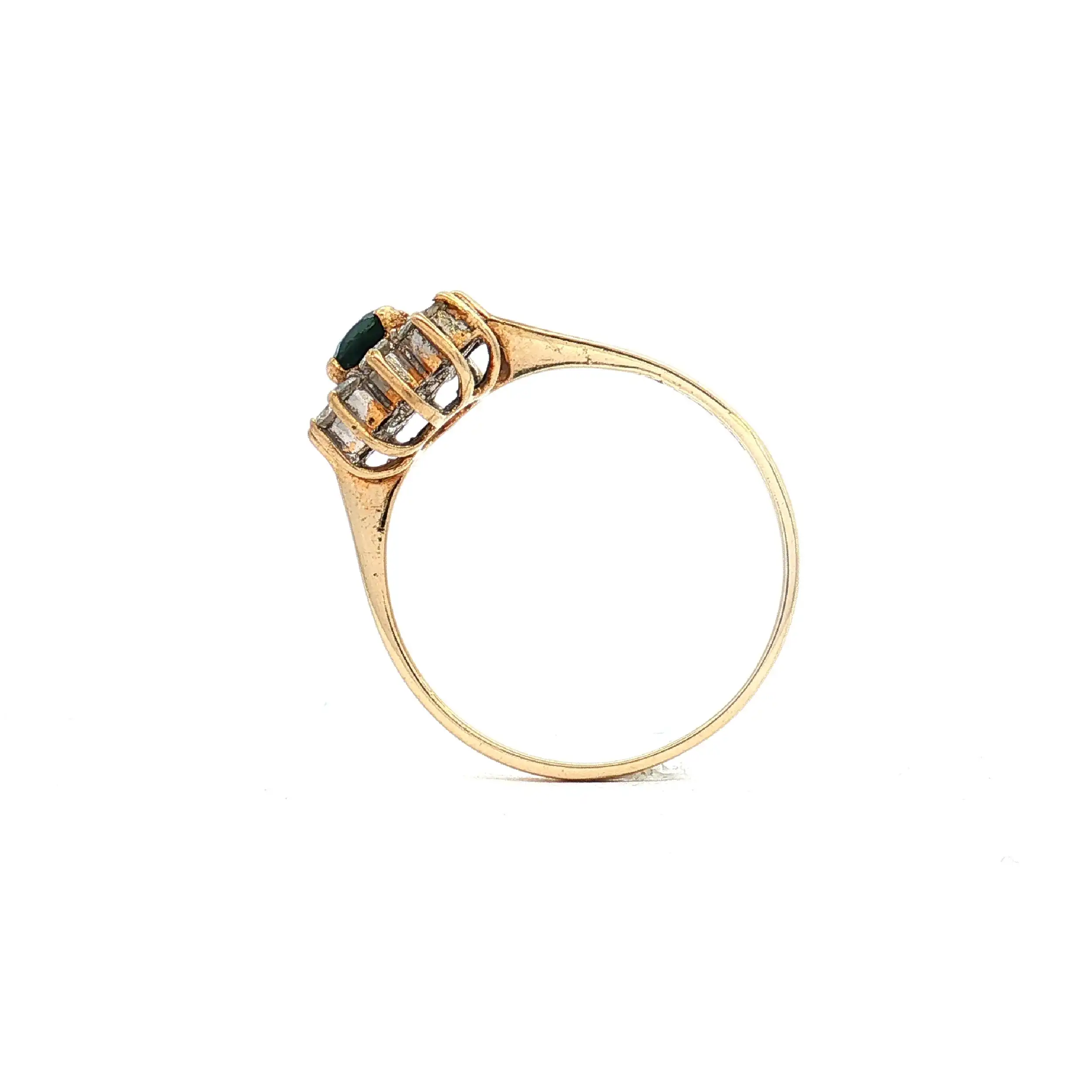 Ring Gelbgold mit blauem Stein und Zirkonia