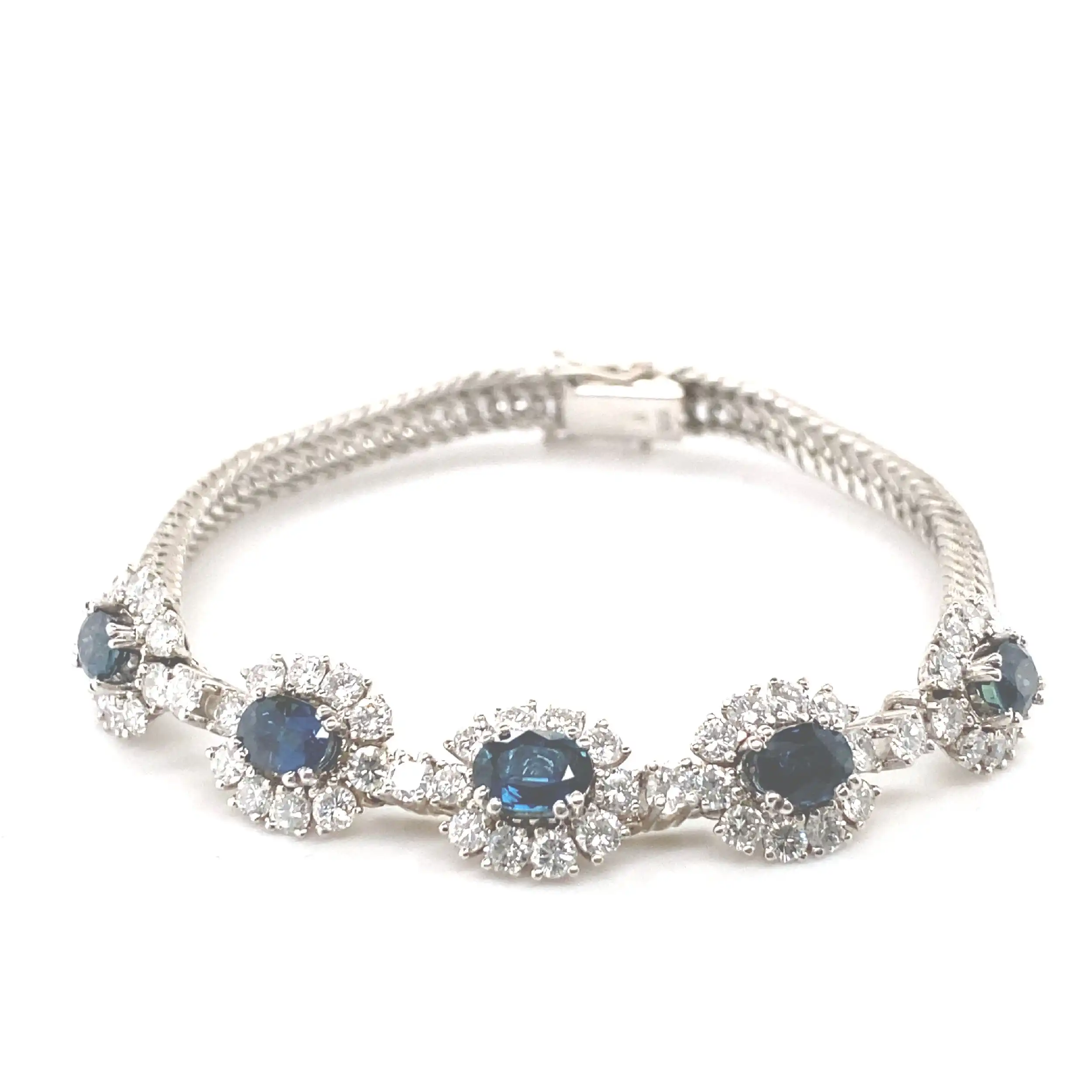 Armband Weißgold mit Saphir und Brillanten, mit EPL Expertise Armband Weißgold mit Saphir und Brillanten, mit EPL Expertise
