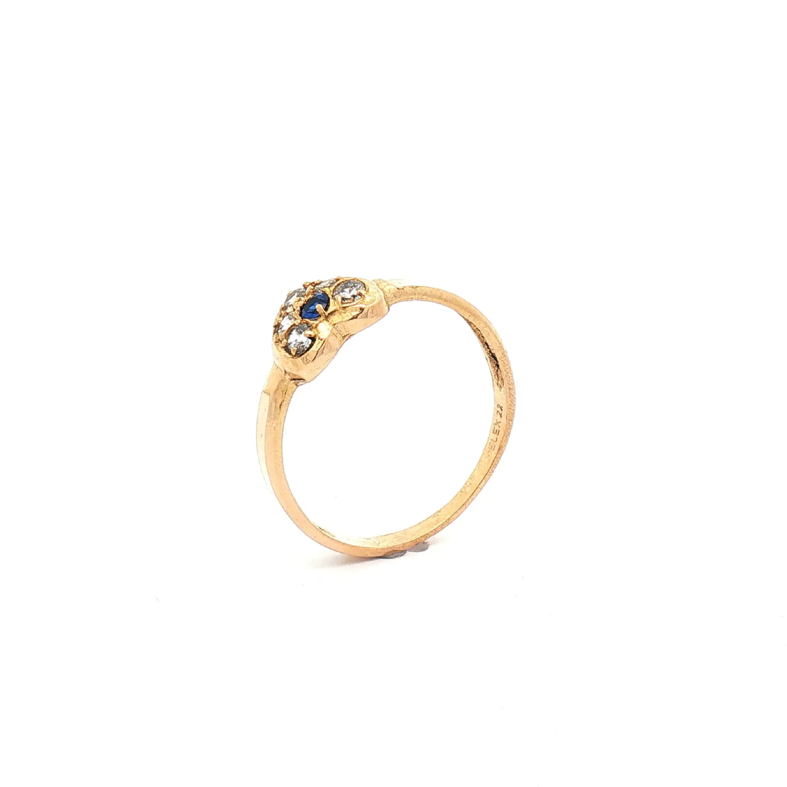 Ring Gelbgold mit Herz Zirkonia und blauem Farbstein Ring Gelbgold mit Herz Zirkonia und blauem Farbstein